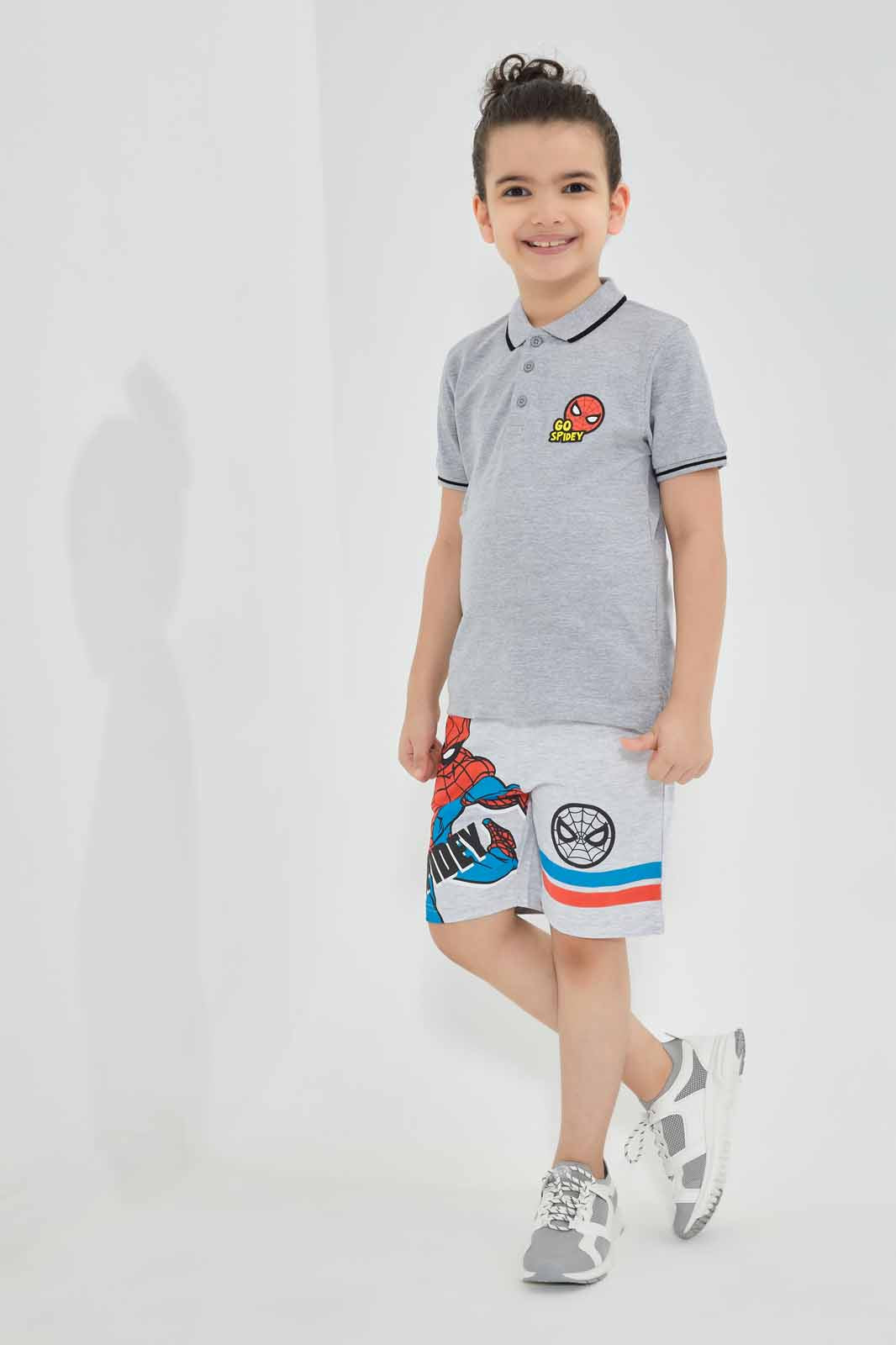 Redtag-Grey-Spiderman-Print-Elasticated-Waist-Shorts-BOY-Shorts,-Category:Shorts,-CHR,-Colour:Grey,-Deals:New-In,-Filter:Boys-(2-to-8-Yrs),-New-In-BOY-APL,-Non-Sale,-Section:Boys-(0-to-14Yrs),-TBL,-W22O-Boys-2 to 8 Years