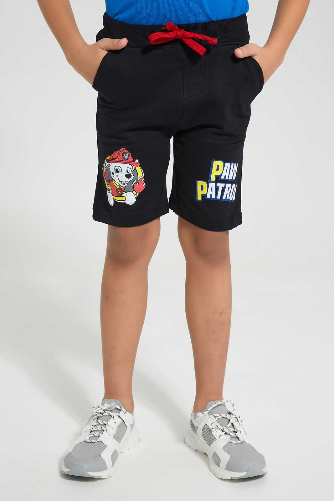Redtag-Black-Paw-Patrol-Print-Elasticated-Waist-Shorts-BOY-Shorts,-Category:Shorts,-CHR,-Colour:Black,-Deals:New-In,-Filter:Boys-(2-to-8-Yrs),-New-In-BOY,-Non-Sale,-Section:Boys-(0-to-14Yrs),-TBL,-W22O-Boys-2 to 8 Years