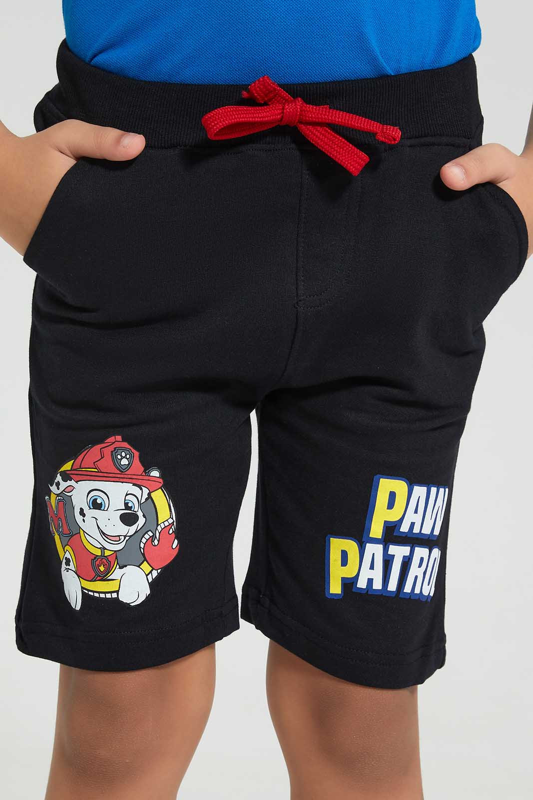 Redtag-Black-Paw-Patrol-Print-Elasticated-Waist-Shorts-BOY-Shorts,-Category:Shorts,-CHR,-Colour:Black,-Deals:New-In,-Filter:Boys-(2-to-8-Yrs),-New-In-BOY,-Non-Sale,-Section:Boys-(0-to-14Yrs),-TBL,-W22O-Boys-2 to 8 Years