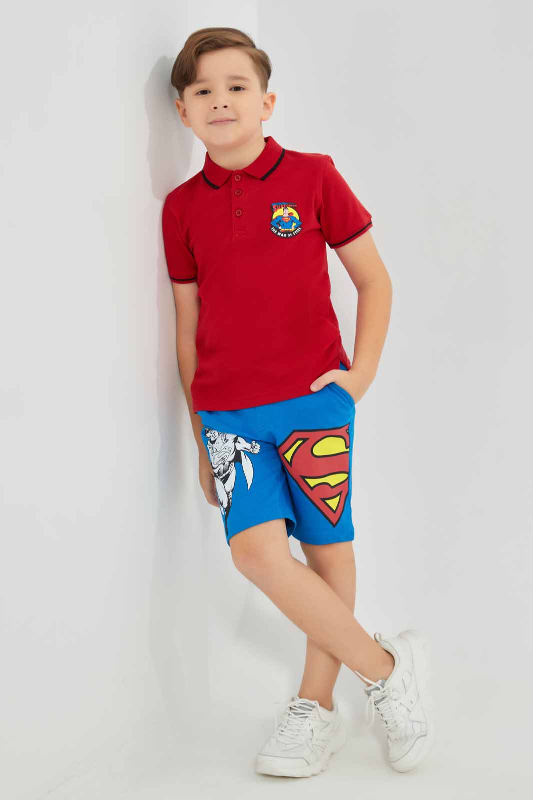 Redtag-Blue-Superman-Print-Elasticated-Waist-Shorts-BOY-Shorts,-Category:Shorts,-CHR,-Colour:Blue,-Deals:New-In,-Filter:Boys-(2-to-8-Yrs),-New-In-BOY-APL,-Non-Sale,-Section:Boys-(0-to-14Yrs),-TBL,-W22O-Boys-2 to 8 Years