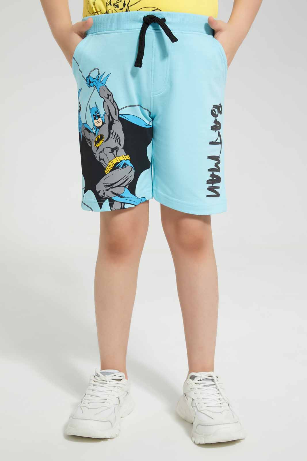 Redtag-Blue-Batman-Print-Elasticated-Waist-Shorts-BOY-Shorts,-Category:Shorts,-CHR,-Colour:Blue,-Deals:New-In,-Filter:Boys-(2-to-8-Yrs),-New-In-BOY-APL,-Non-Sale,-Section:Boys-(0-to-14Yrs),-TBL,-W22O-Boys-2 to 8 Years