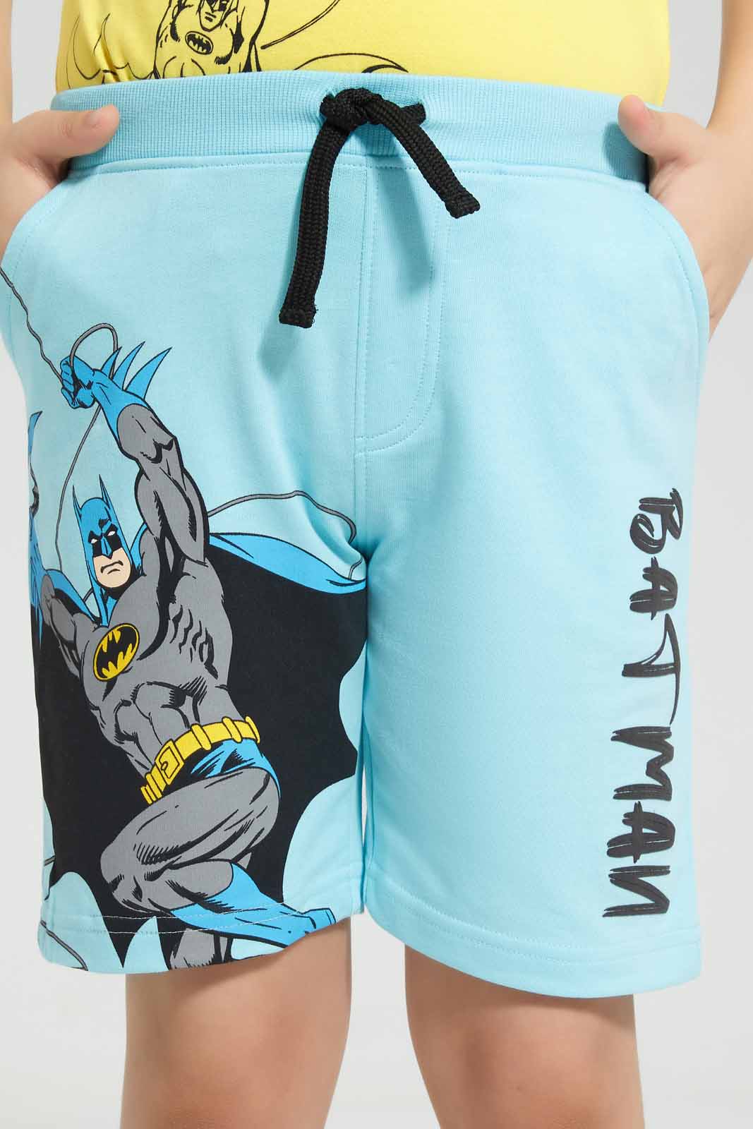 Redtag-Blue-Batman-Print-Elasticated-Waist-Shorts-BOY-Shorts,-Category:Shorts,-CHR,-Colour:Blue,-Deals:New-In,-Filter:Boys-(2-to-8-Yrs),-New-In-BOY-APL,-Non-Sale,-Section:Boys-(0-to-14Yrs),-TBL,-W22O-Boys-2 to 8 Years