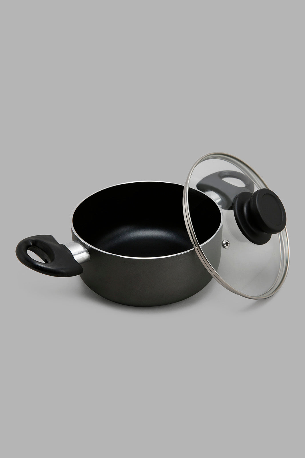 Redtag-Black-Aluminum-Non-Stick-Dutch-Oven-With-Glass-Lid-(18Cm)-365,-Category:Pans,-Colour:Black,-Deals:New-In,-Filter:Home-Dining,-HMW-DIN-Cookware,-New-In-HMW-DIN,-Non-Sale,-Section:Homewares-Home-Dining-