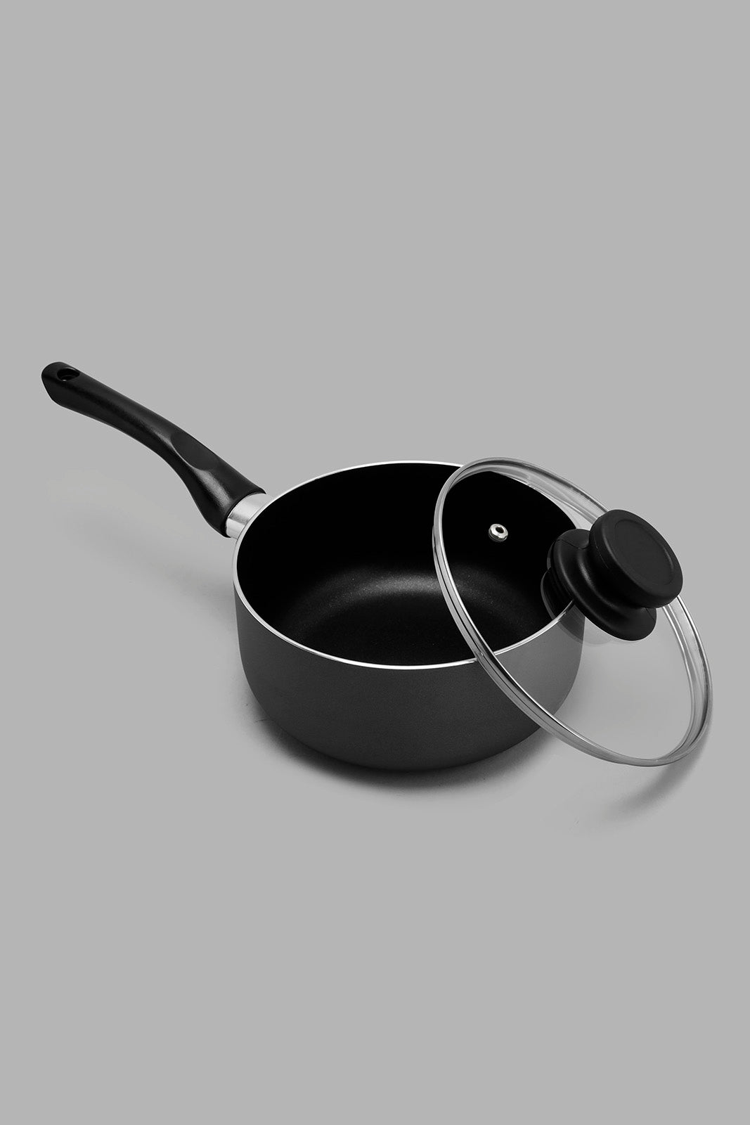 Redtag-Black-Aluminum-Non-Stick-Saucepan-With-Glass-Lid-(18Cm)-365,-Category:Pans,-Colour:Black,-Deals:New-In,-Filter:Home-Dining,-HMW-DIN-Cookware,-New-In-HMW-DIN,-Non-Sale,-Section:Homewares-Home-Dining-