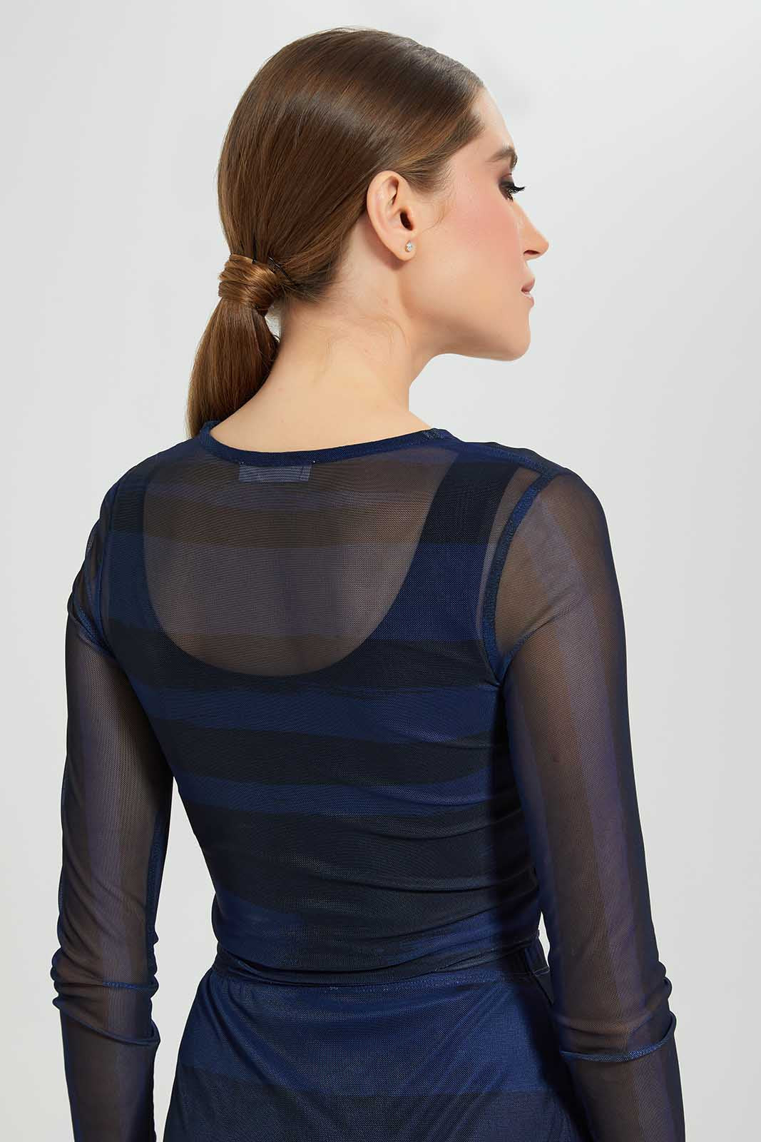 Redtag-Navy-Longsleeve-Crop-Top-Category:Tops,-Colour:Navy,-Deals:New-In,-Filter:Women's-Clothing,-LEC,-LEC-Tops,-New-In-LEC,-Non-Sale,-Section:Women,-W22O-Women's-