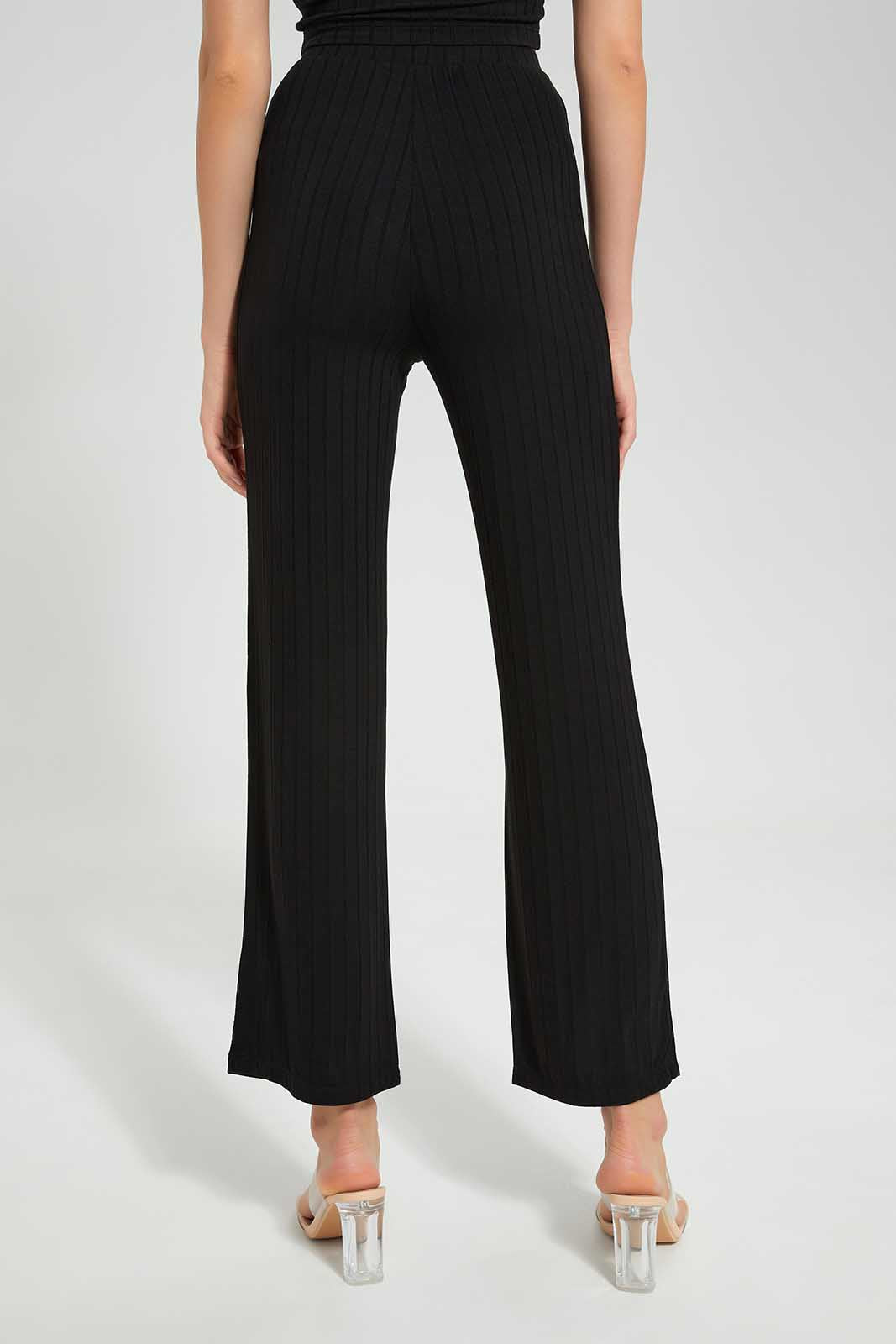Redtag-Black-Flared-Trosuer-Category:Trousers,-Colour:Black,-Deals:New-In,-Filter:Women's-Clothing,-LEC,-LEC-Trousers,-New-In-LEC,-Non-Sale,-Section:Women,-W22O-Women's-