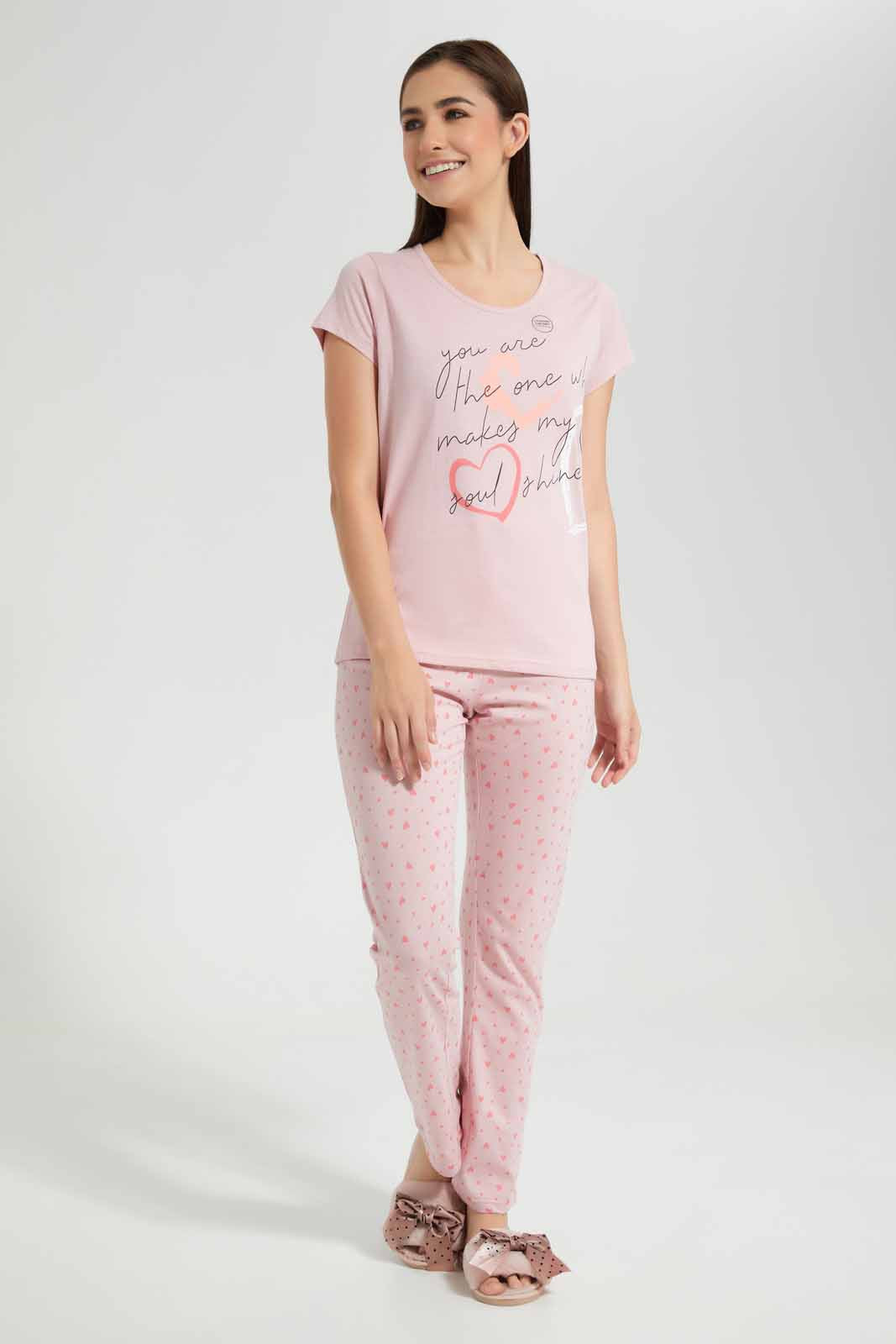 Redtag-Dusty-Pink-Panda-Printed-Pyjama-Set-Category:Pyjama-Sets,-Colour:Apricot,-Deals:New-In,-Filter:Women's-Clothing,-New-In-Women,-Non-Sale,-Section:Women,-TBL,-W22O,-Women-Pyjama-Sets--