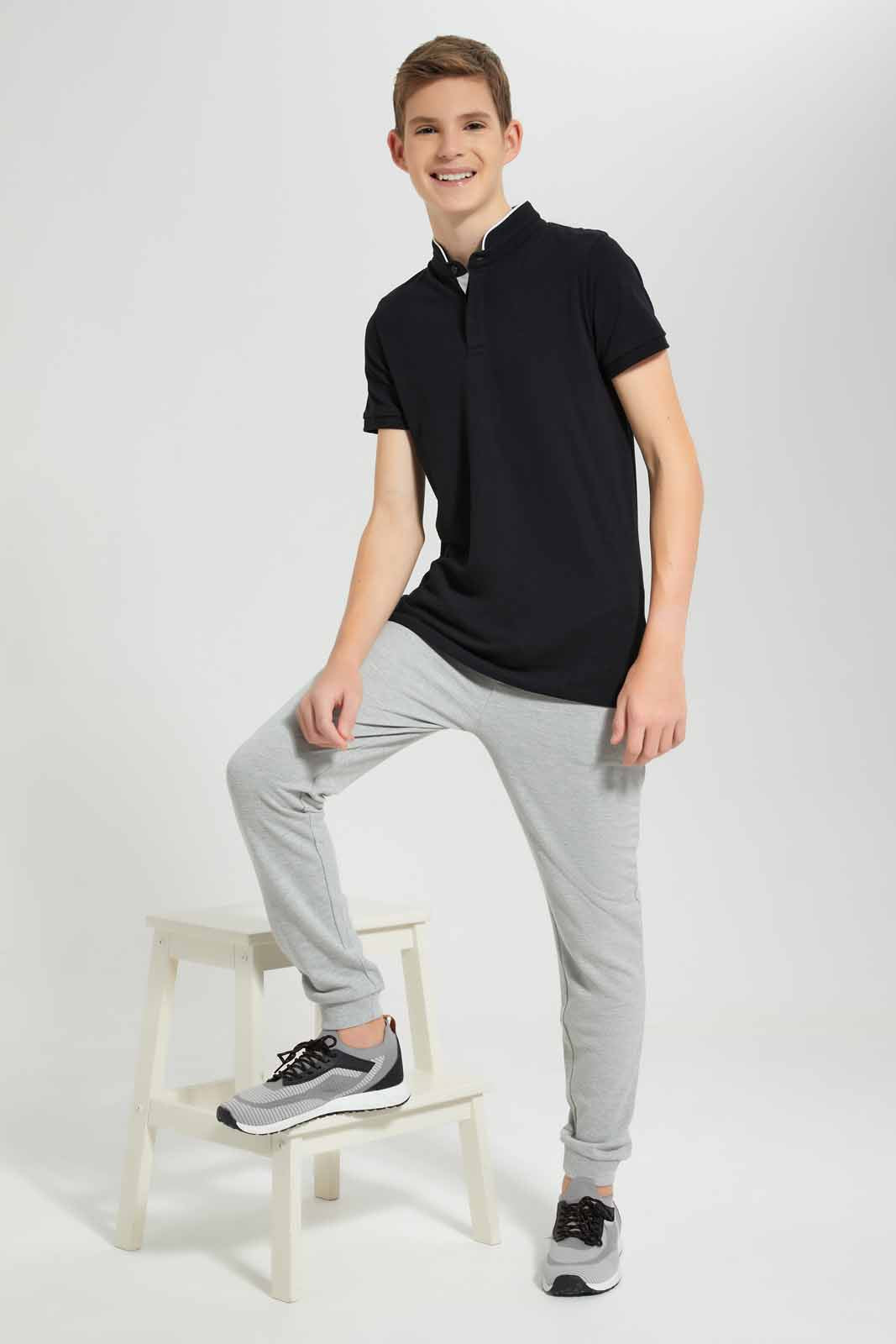 Redtag-Grey-Mel-Pique-Active-Pant-BSR-Joggers,-Category:Joggers,-Colour:Grey,-Deals:New-In,-Filter:Senior-Boys-(9-to-14-Yrs),-New-In-BSR-APL,-Non-Sale,-Section:Boys-(0-to-14Yrs),-VLM,-W22O-Senior-Boys-9 to 14 Years