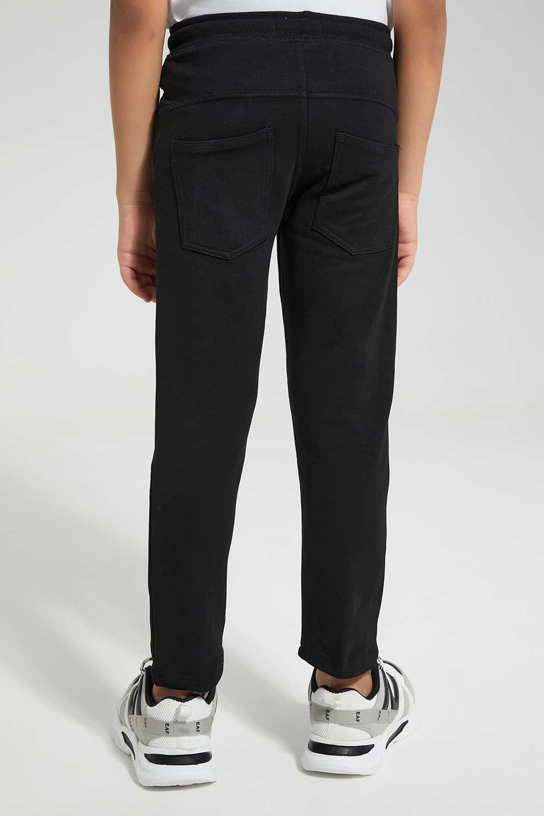 Redtag-Black-5-Pocket-Stretch-Terry-Pants-BOY-Joggers,-Category:Joggers,-Colour:Black,-Deals:New-In,-Filter:Boys-(2-to-8-Yrs),-New-In-BOY-APL,-Non-Sale,-Section:Boys-(0-to-14Yrs),-W22O-Boys-2 to 8 Years