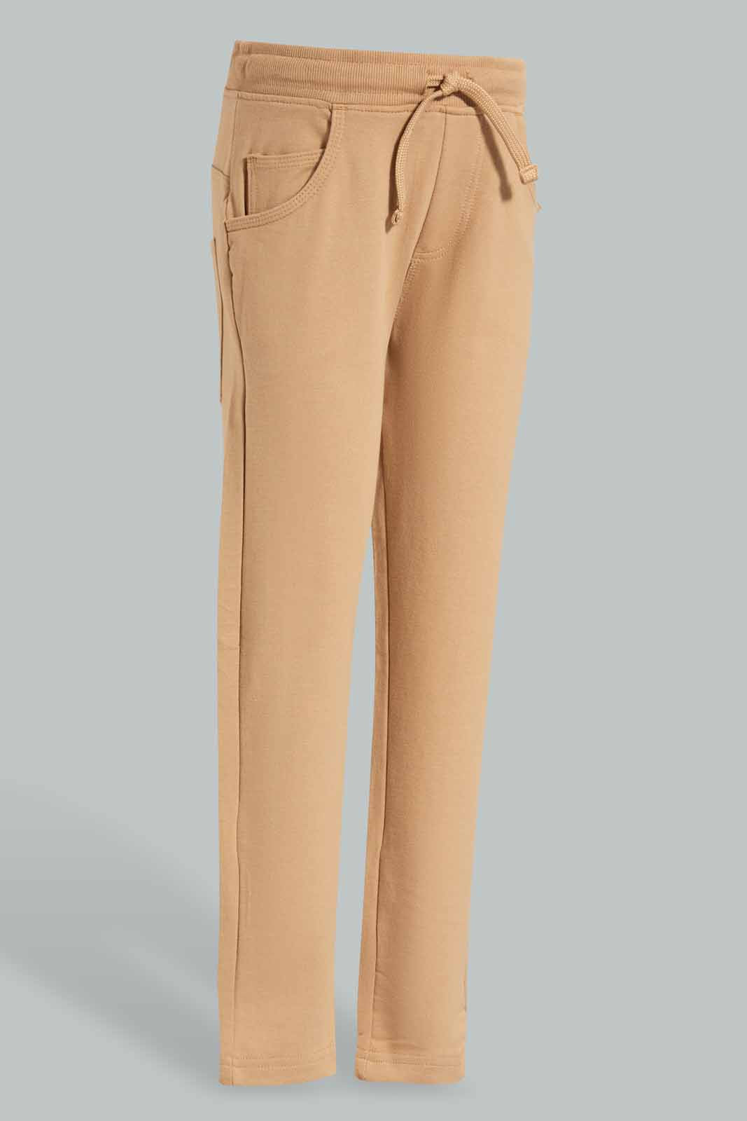 Redtag-Beige-5-Pocket-Stretch-Terry-Pants-BOY-Joggers,-Category:Joggers,-Colour:Beige,-Deals:New-In,-Filter:Boys-(2-to-8-Yrs),-New-In-BOY-APL,-Non-Sale,-Section:Boys-(0-to-14Yrs),-W22O-Boys-2 to 8 Years