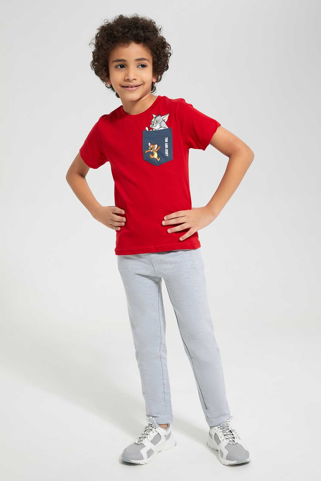 Redtag-Grey-5-Pocket-Stretch-Terry-Pants-BOY-Joggers,-Category:Joggers,-Colour:Grey,-Deals:New-In,-Filter:Boys-(2-to-8-Yrs),-New-In-BOY-APL,-Non-Sale,-Section:Boys-(0-to-14Yrs),-W22O-Boys-2 to 8 Years