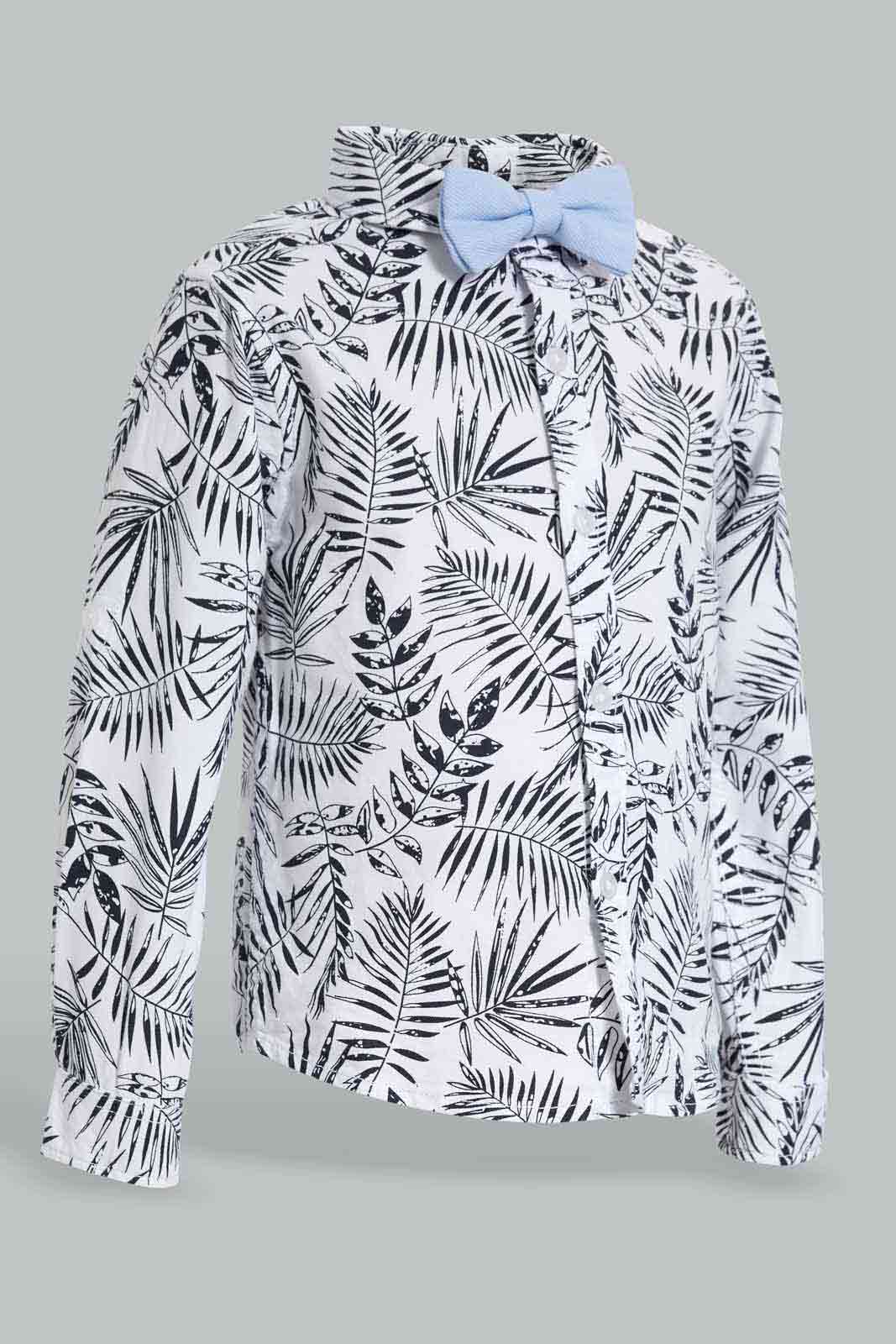 Redtag-Navy-Printed-Poplin-Manarin-Ls-Shirts-Category:Shirts,-Colour:Navy,-Deals:New-In,-EID,-Filter:Infant-Boys-(3-to-24-Mths),-INB-Shirts,-New-In-INB-APL,-Non-Sale,-Section:Boys-(0-to-14Yrs),-W22O-Infant-Boys-3 to 24 Months