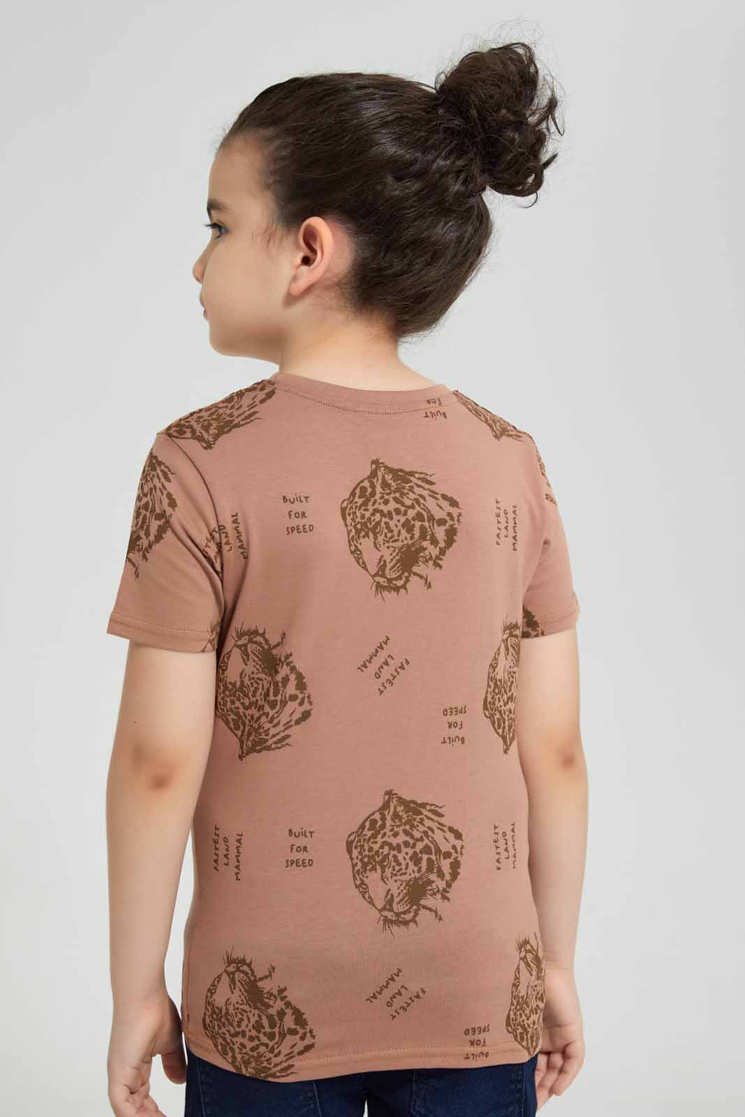 Redtag-Brown-Tiger-Printed-SS-T-Shirt-BOY-T-Shirts,-Category:T-Shirts,-Colour:Brown,-Deals:New-In,-Filter:Boys-(2-to-8-Yrs),-New-In-BOY-APL,-Non-Sale,-Section:Boys-(0-to-14Yrs),-TBL,-W22O-Boys-2 to 8 Years