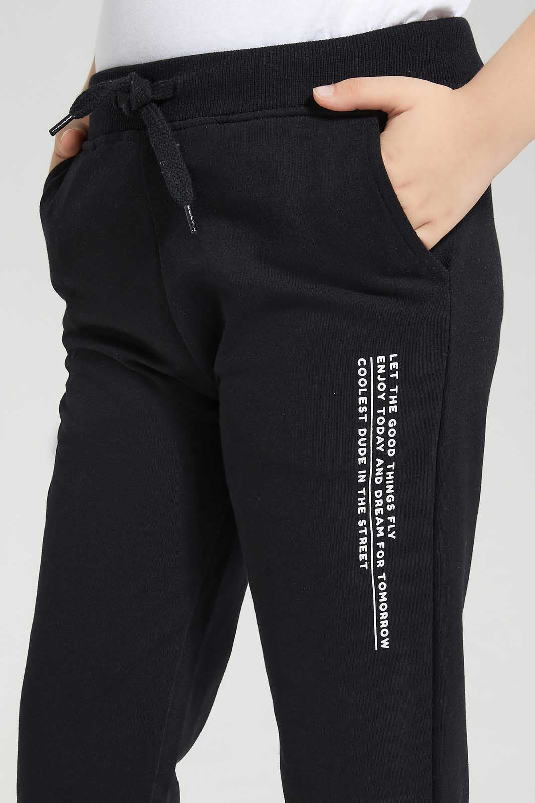 Redtag-Black-Jogpant-With-Print-BOY-Joggers,-Category:Joggers,-Colour:Black,-Deals:New-In,-Filter:Boys-(2-to-8-Yrs),-New-In-BOY-APL,-Non-Sale,-Section:Boys-(0-to-14Yrs),-TBL,-W22O-Boys-2 to 8 Years
