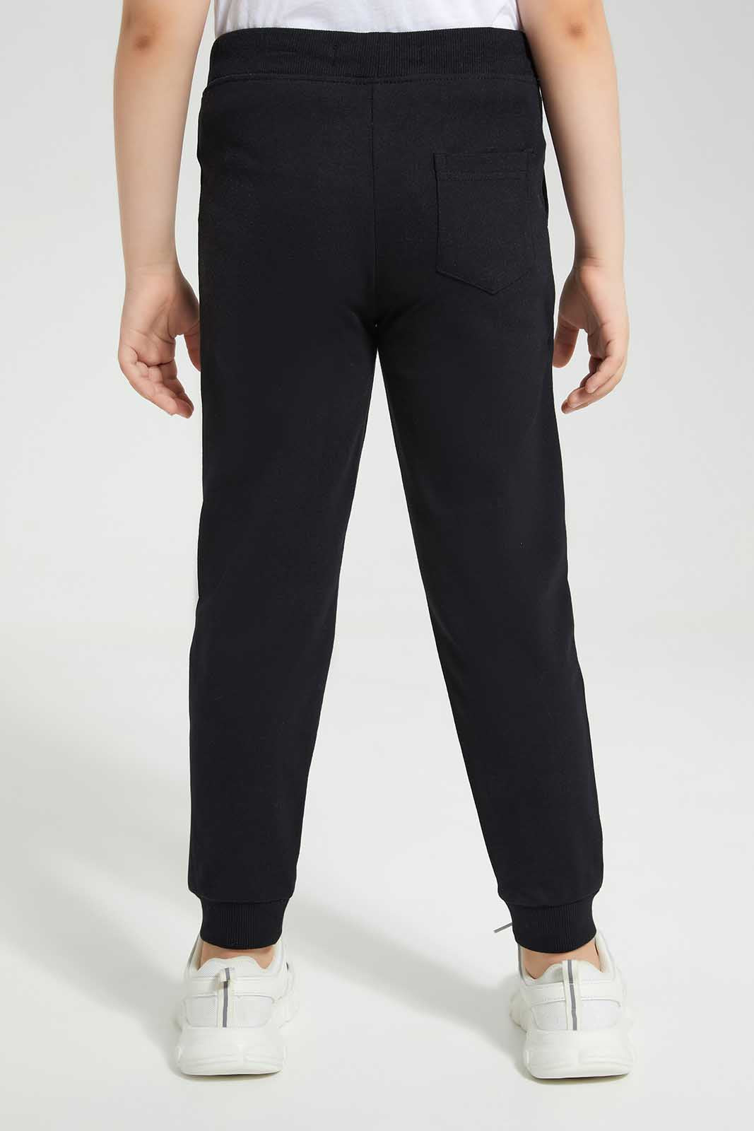 Redtag-Black-Jogpant-With-Print-BOY-Joggers,-Category:Joggers,-Colour:Black,-Deals:New-In,-Filter:Boys-(2-to-8-Yrs),-New-In-BOY-APL,-Non-Sale,-Section:Boys-(0-to-14Yrs),-TBL,-W22O-Boys-2 to 8 Years