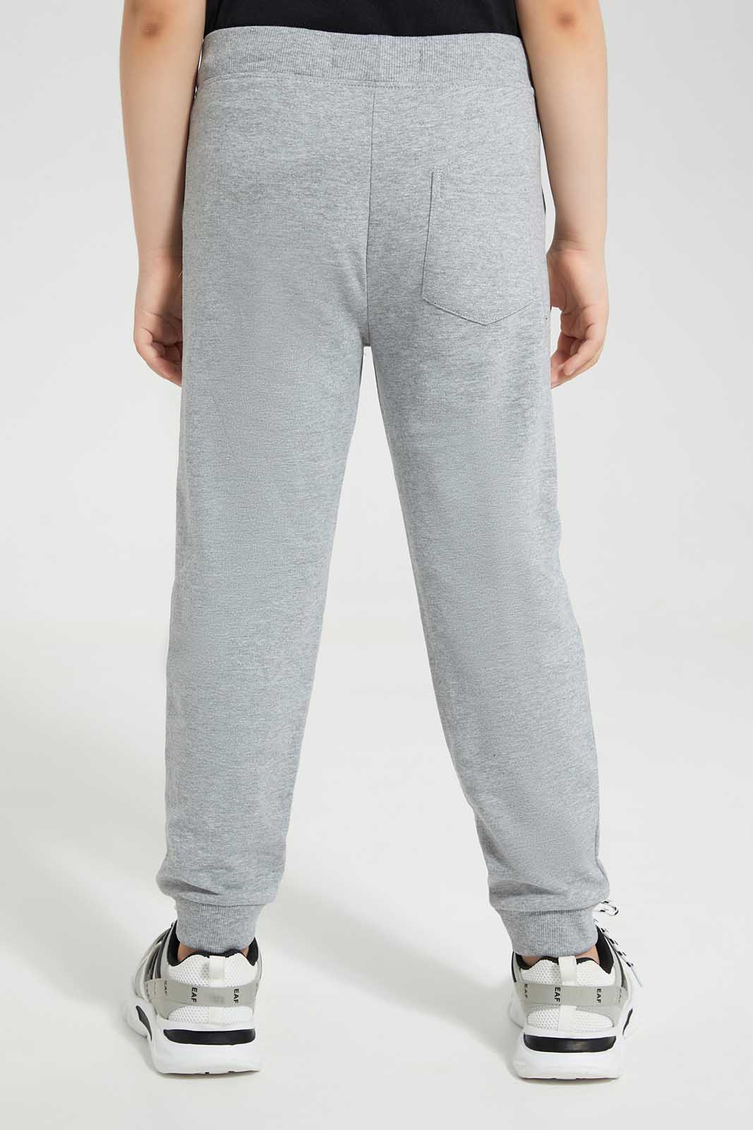 Redtag-Grey-Marl-Jogpant-With-Print-BOY-Joggers,-Category:Joggers,-Colour:Grey,-Deals:New-In,-Filter:Boys-(2-to-8-Yrs),-New-In-BOY-APL,-Non-Sale,-Section:Boys-(0-to-14Yrs),-TBL,-W22O-Boys-2 to 8 Years