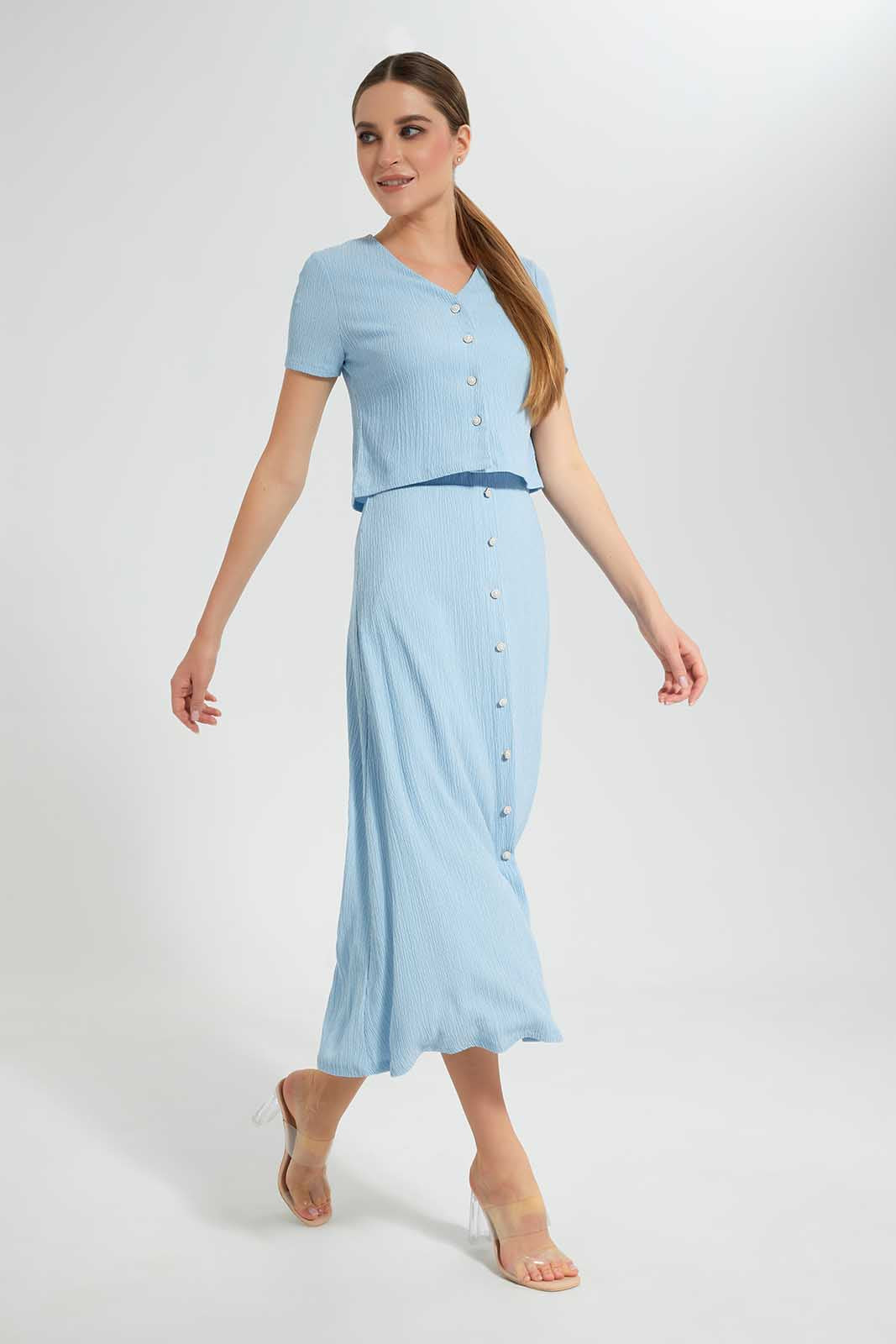 Redtag-Assorted-Button-Front-Blouse-Category:Blouses,-Colour:Sky-Blue,-Deals:New-In,-Filter:Women's-Clothing,-LEC,-LEC-Blouses,-New-In-LEC,-Non-Sale,-Section:Women,-W22O-Women's-