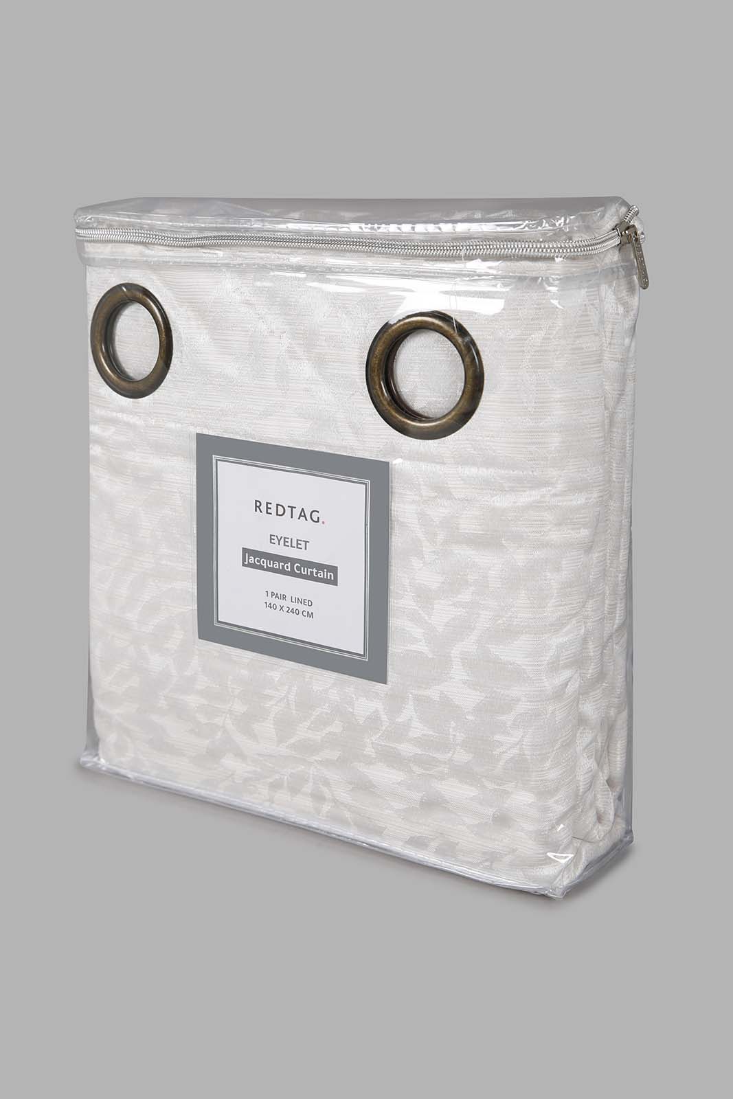 Redtag-Beige-2-Piece-Leaves-Jacquard-Curtain-With-Lining-Category:Curtains,-Colour:Beige,-Deals:New-In,-Filter:Home-Bedroom,-HMW-BED-Curtains,-New-In-HMW-BED,-Non-Sale,-Section:Homewares,-W22A-Home-Bedroom-