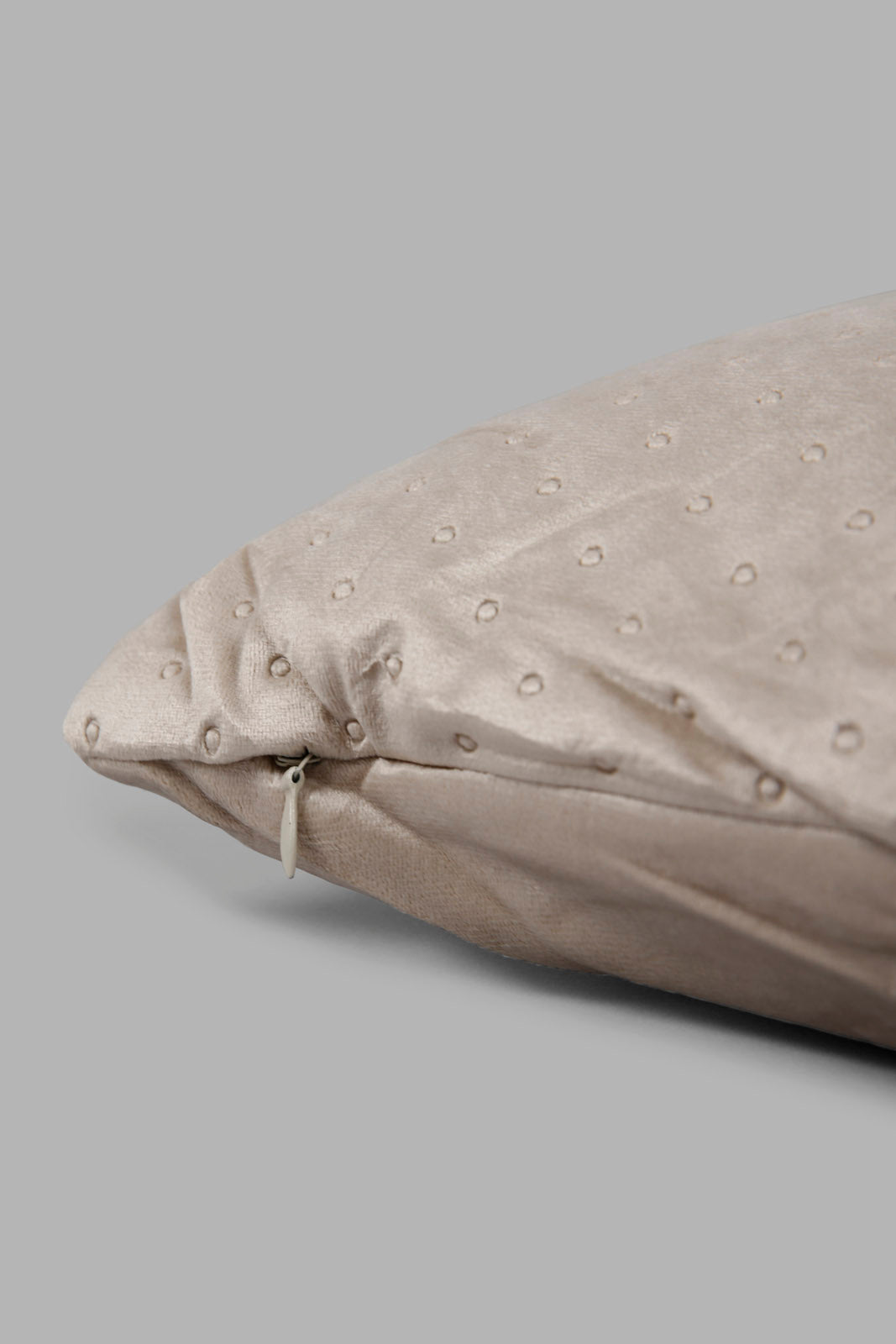 Redtag-Beige-Dotted-Plain-Velvet-Cushion-Category:Cushions,-Colour:Beige,-Deals:New-In,-Filter:Home-Bedroom,-HMW-BED-Cushions,-New-In-HMW-BED,-Non-Sale,-Section:Homewares,-W22A-Home-Bedroom-