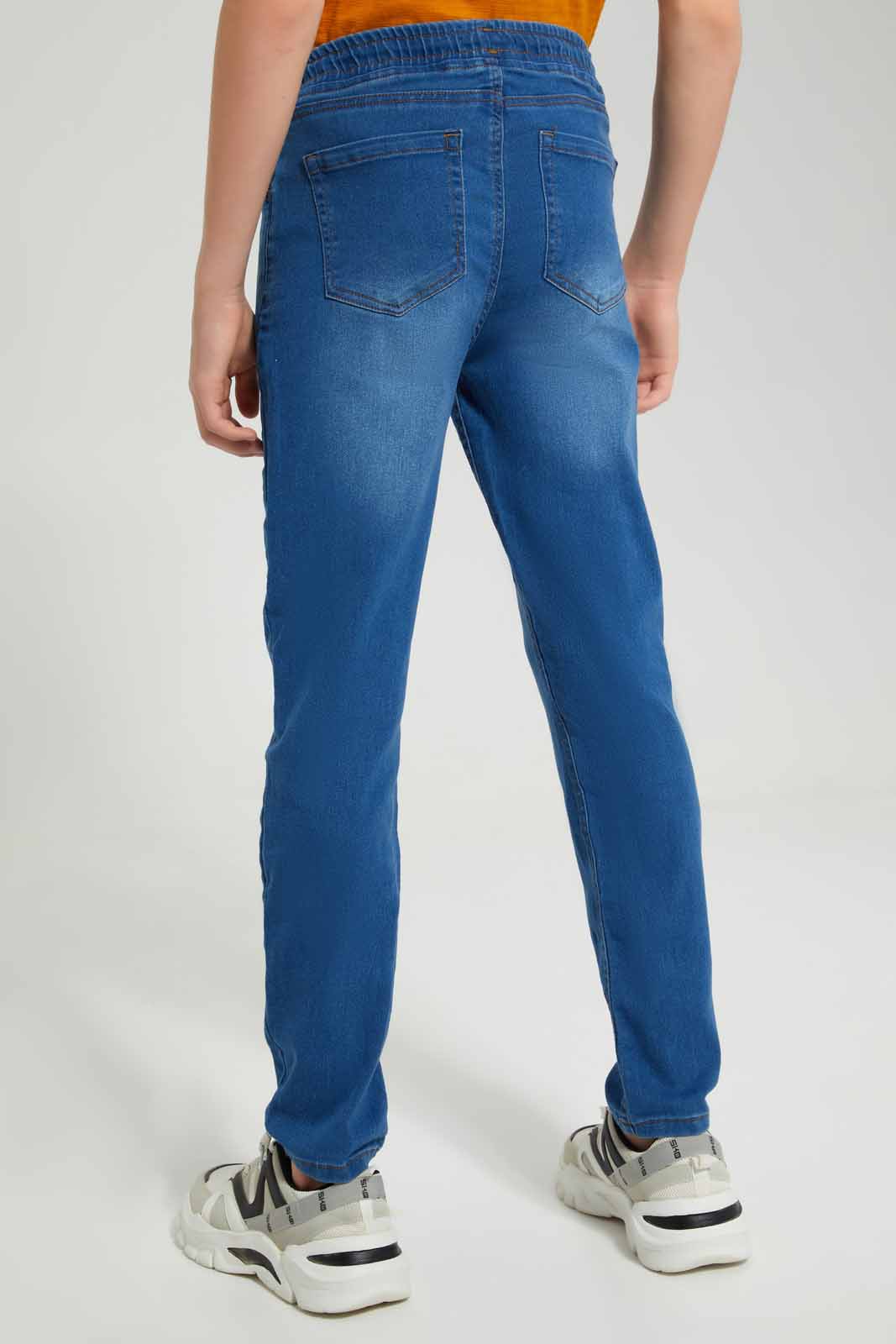 Redtag-Blue-Pull-On-Jeans-BSR-Jeans,-Category:Jeans,-Colour:Blue,-Deals:New-In,-Filter:Senior-Boys-(8-to-14-Yrs),-FIT-WALL-(FTW),-New-In-BSR-APL,-Non-Sale,-Section:Boys-(0-to-14Yrs),-W22O-Senior-Boys-9 to 14 Years