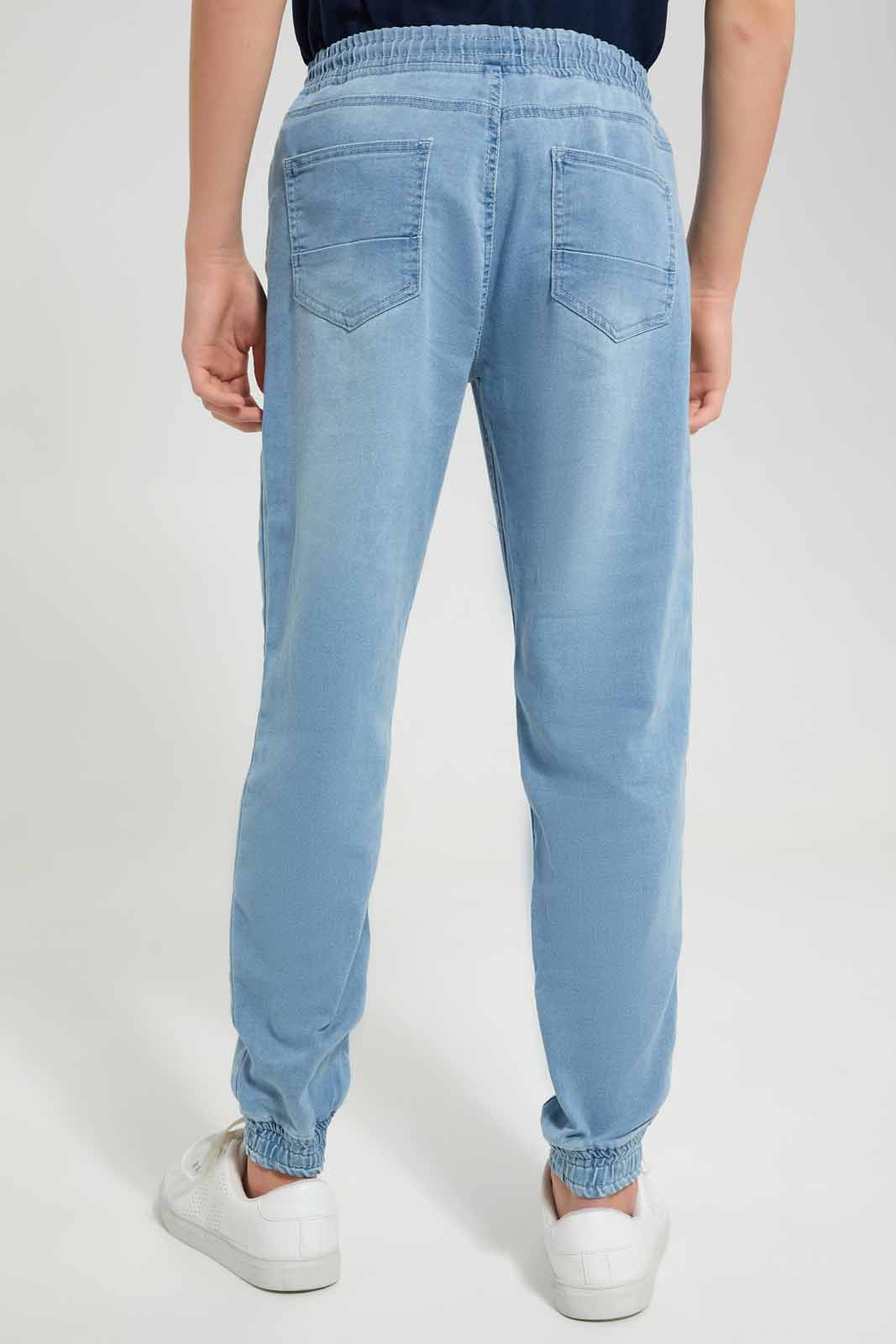 Redtag-Light-Wash-Jogger-Knit-Denim-With-Cuff-BSR-Jeans,-Category:Jeans,-Colour:Light-Wash,-Deals:New-In,-Filter:Senior-Boys-(8-to-14-Yrs),-FIT-WALL-(FTW),-New-In-BSR-APL,-Non-Sale,-Section:Boys-(0-to-14Yrs),-W22O-Senior-Boys-9 to 14 Years