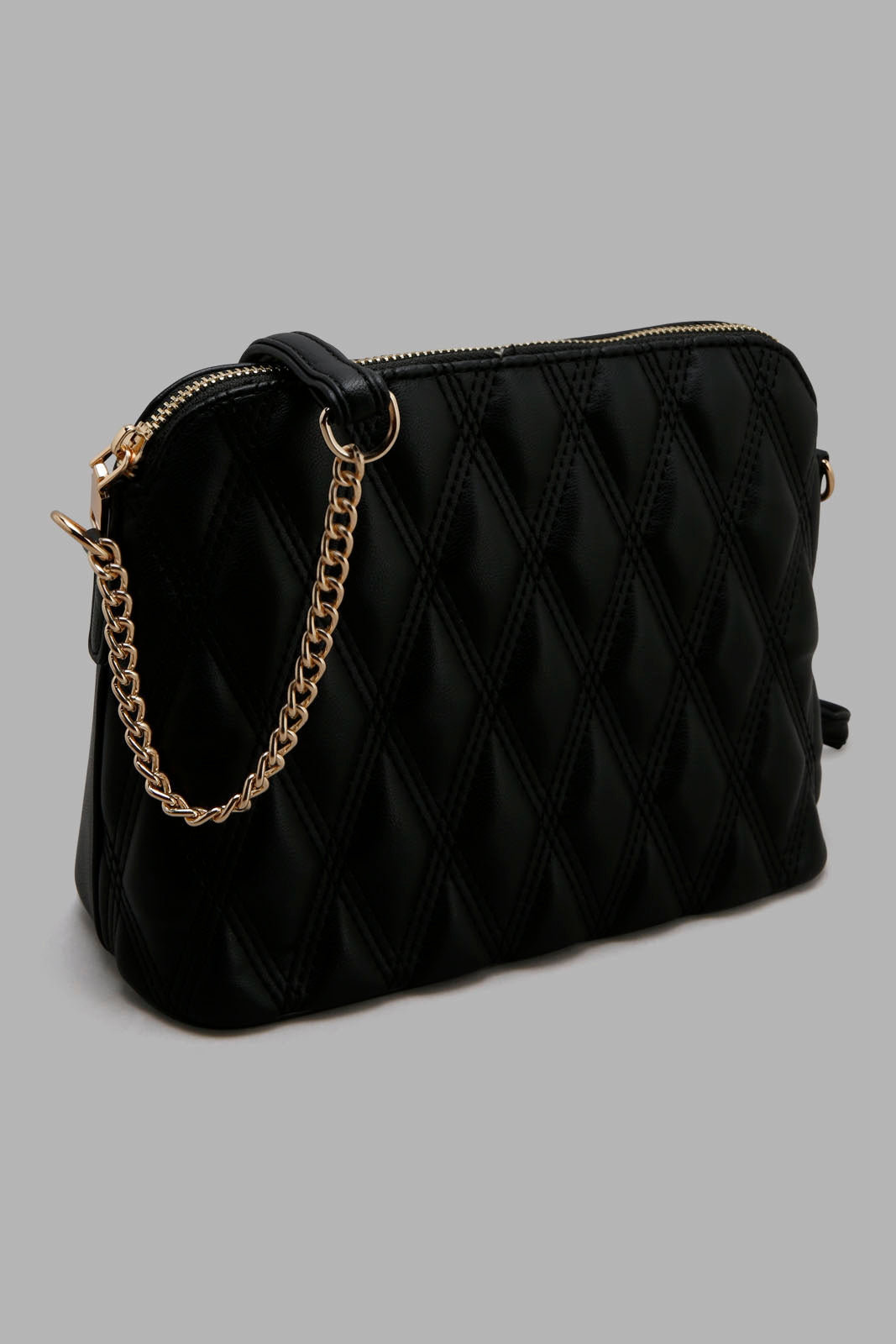 Redtag-Black-Quilted-Cross-Body-Bag-Category:Bags,-Colour:Black,-Filter:Women's-Accessories,-New-In,-New-In-Women-ACC,-Non-Sale,-Section:Women,-W22O,-Women-Bags-Women-