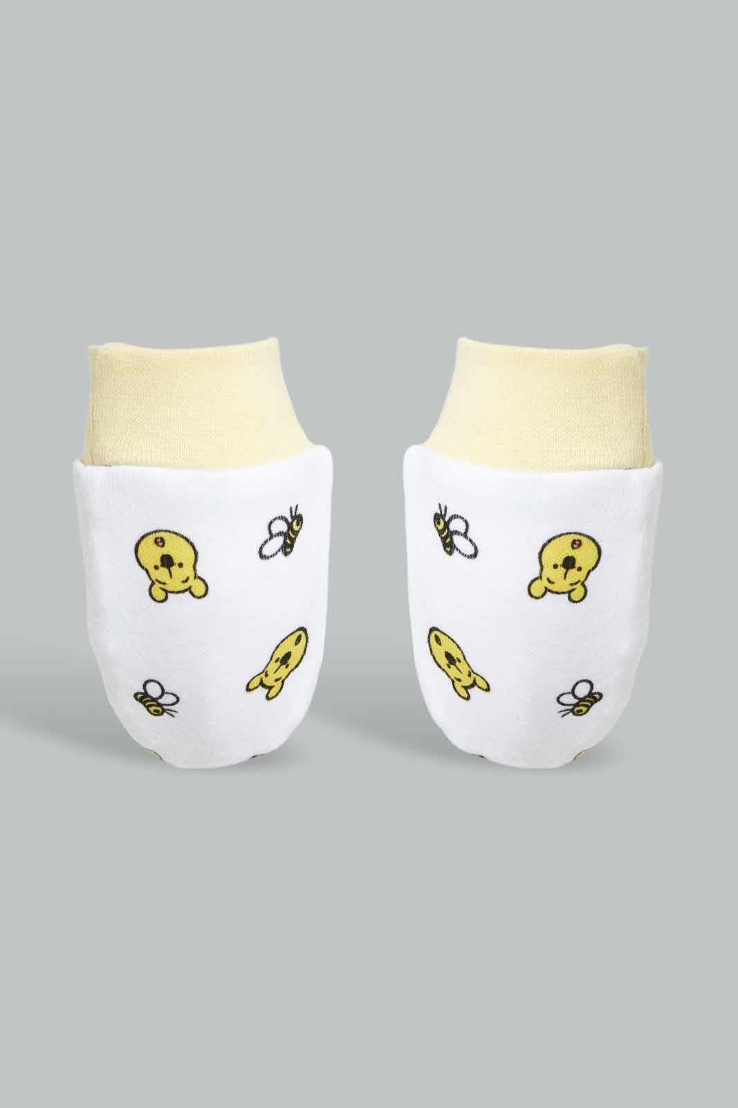 Redtag-Yellow-Winnie-The-Pooh-Mittiens-&-Booties-Set-Category:Booties,-CHR,-Colour:Yellow,-Deals:New-In,-Filter:Baby-(0-to-12-Mths),-NBB-Booties,-New-In-NBB-APL,-Non-Sale,-Section:Boys-(0-to-14Yrs),-W22O-Baby-0 to 12 Months