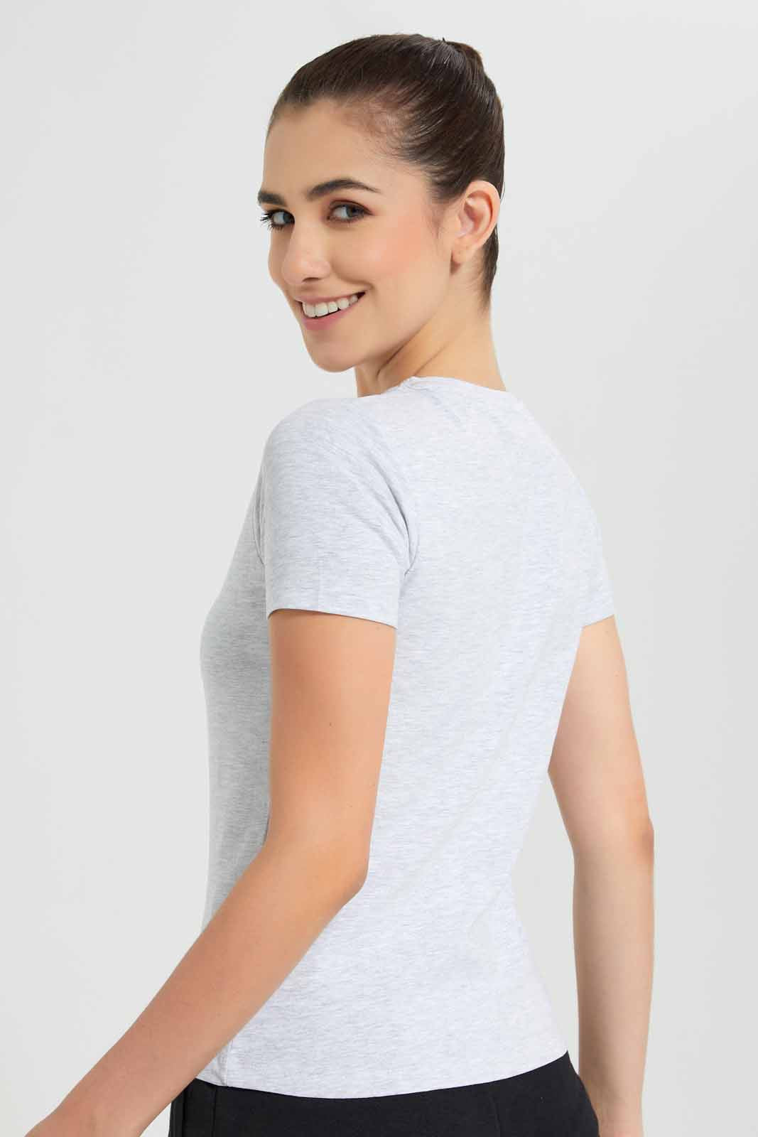 Redtag-Grey-Melange-Short-Sleeve-Crew-Neck-T-Shirt-Category:T-Shirts,-Colour:Grey,-Deals:New-In,-Filter:Women's-Clothing,-New-In-Women-APL,-Non-Sale,-Section:Women,-TBL,-W22O,-Women-T-Shirts-Women's-