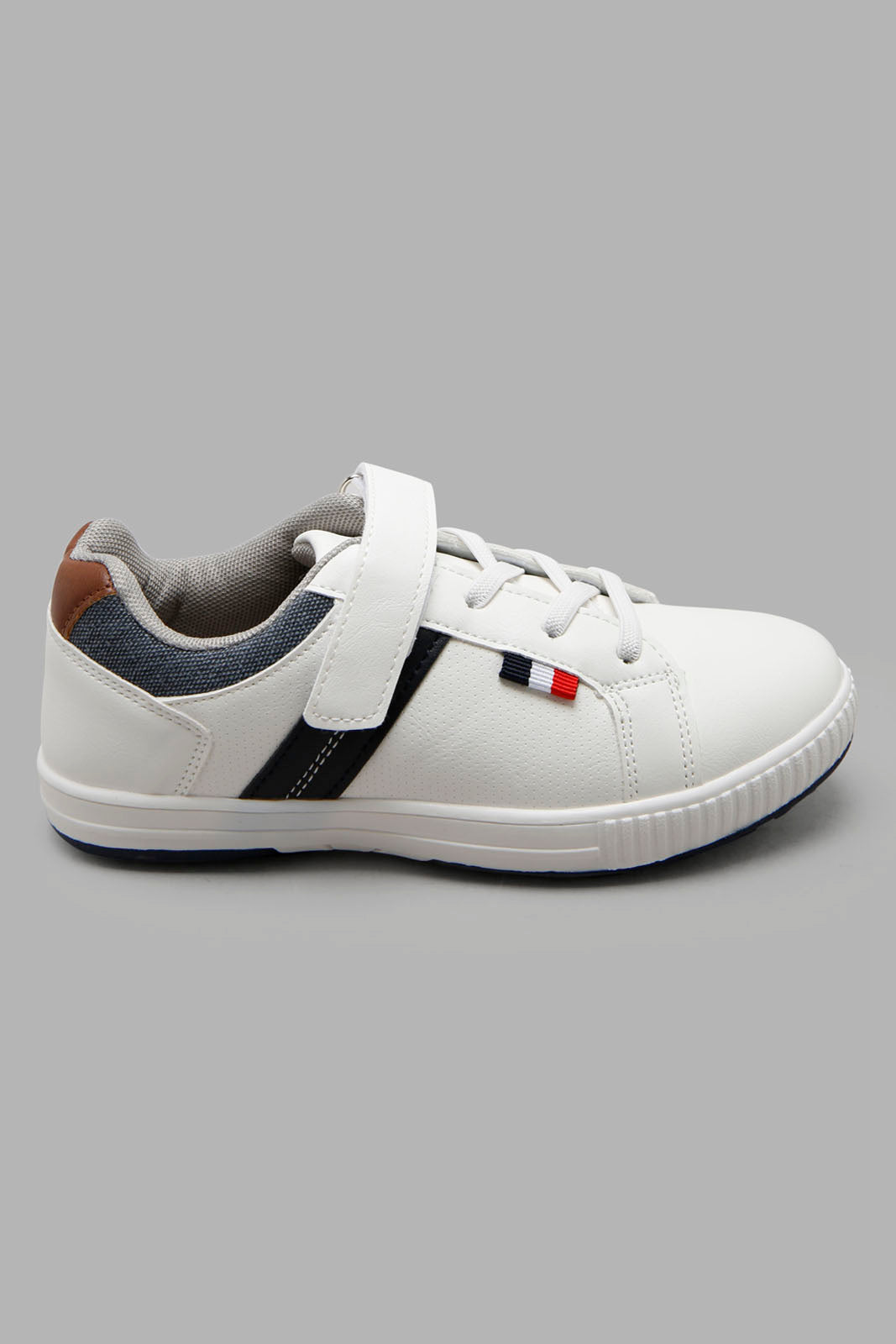 Redtag-White-Colour-Block-Sneaker-BSR-Shoes,-BTS,-Category:Shoes,-Colour:White,-Deals:New-In,-Filter:Boys-Footwear-(5-to-14-Yrs),-New-In-BSR-FOO,-Non-Sale,-Section:Boys-(0-to-14Yrs),-W22A-Senior-Boys-5 to 14 Years