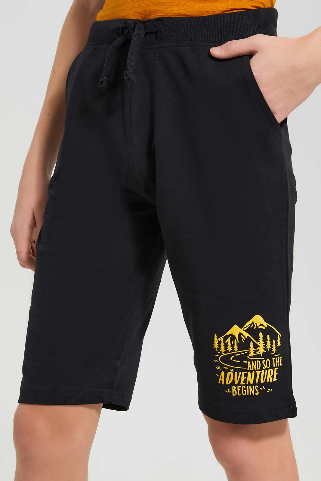 Redtag-Black-Table-Active-Shorts-BSR-Shorts,-Category:Shorts,-Colour:Black,-Deals:New-In,-Filter:Senior-Boys-(8-to-14-Yrs),-New-In-BSR-APL,-Non-Sale,-Section:Boys-(0-to-14Yrs),-TBL,-W22O-Senior-Boys-9 to 14 Years
