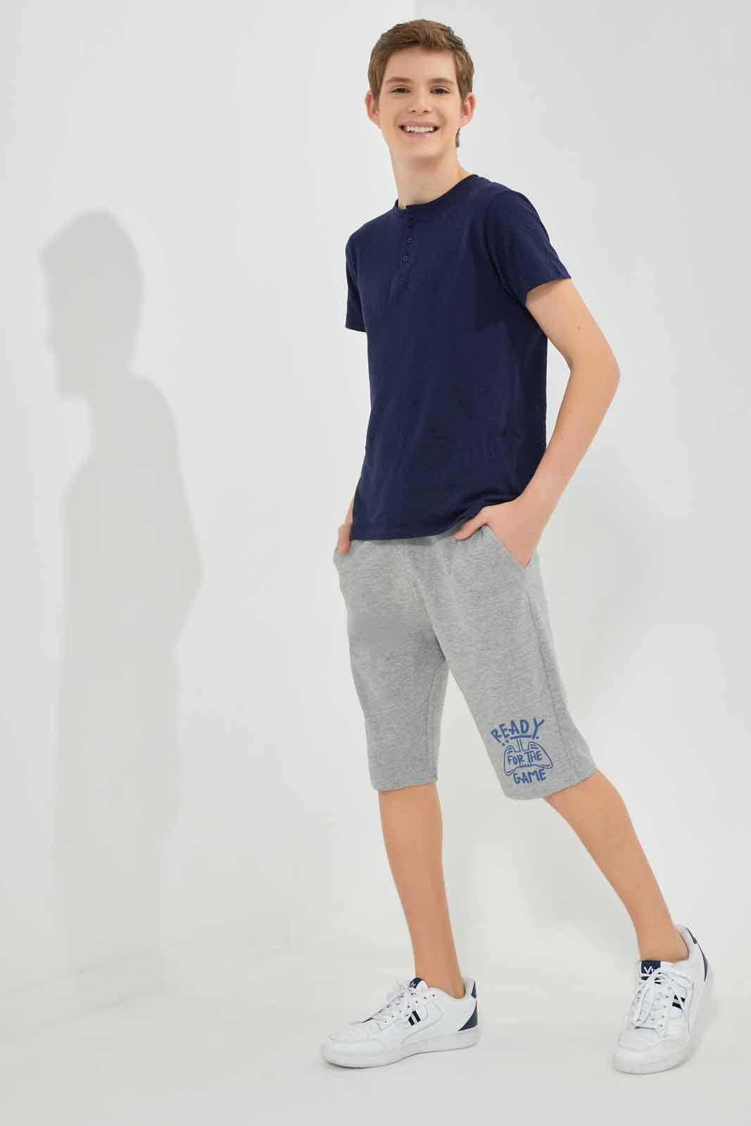 Redtag-Grey-Mel-Table-Active-Shorts-BSR-Shorts,-Category:Shorts,-Colour:Grey,-Deals:New-In,-Filter:Senior-Boys-(8-to-14-Yrs),-New-In-BSR-APL,-Non-Sale,-Section:Boys-(0-to-14Yrs),-TBL,-W22O-Senior-Boys-9 to 14 Years