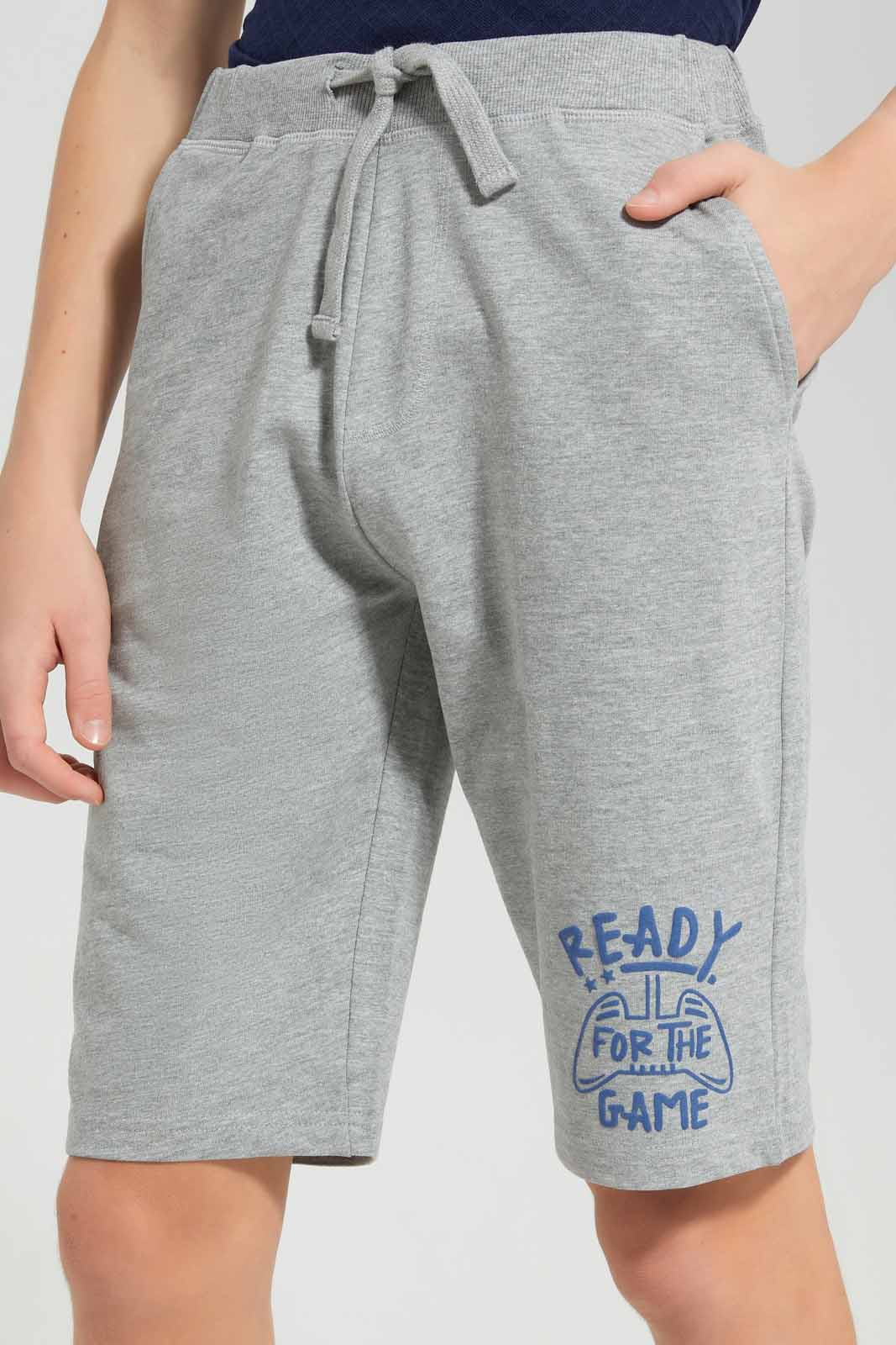 Redtag-Grey-Mel-Table-Active-Shorts-BSR-Shorts,-Category:Shorts,-Colour:Grey,-Deals:New-In,-Filter:Senior-Boys-(8-to-14-Yrs),-New-In-BSR-APL,-Non-Sale,-Section:Boys-(0-to-14Yrs),-TBL,-W22O-Senior-Boys-9 to 14 Years