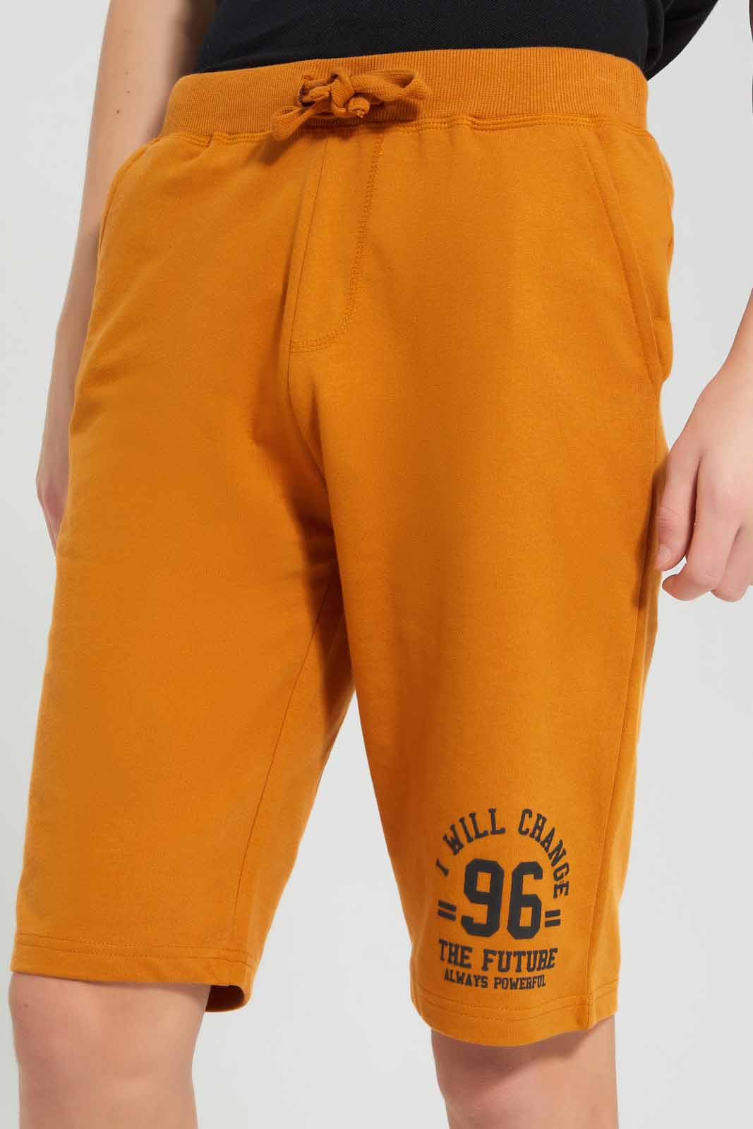 Redtag-Mustard-Table-Active-Shorts-BSR-Shorts,-Category:Shorts,-Colour:Mustard,-Deals:New-In,-Filter:Senior-Boys-(8-to-14-Yrs),-New-In-BSR-APL,-Non-Sale,-Section:Boys-(0-to-14Yrs),-TBL,-W22O-Senior-Boys-9 to 14 Years