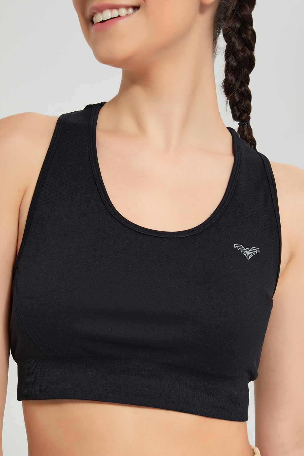 Redtag-Black-Sports-Bra-Category:T-Shirts,-Colour:Black,-Deals:New-In,-Filter:Women's-Clothing,-New-In-Women-APL,-Non-Sale,-SBA,-Section:Women,-W22O,-Women-T-Shirts-Women's-