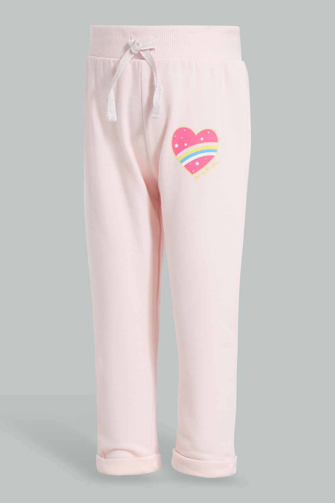 Redtag-Pink-Placement-Print-Track-Pant-Category:Joggers,-Colour:Apricot,-Deals:New-In,-Filter:Infant-Girls-(3-to-24-Mths),-ING-Joggers,-New-In-ING-APL,-Non-Sale,-Section:Girls-(0-to-14Yrs),-TBL,-W22O-Infant-Girls-3 to 24 Months
