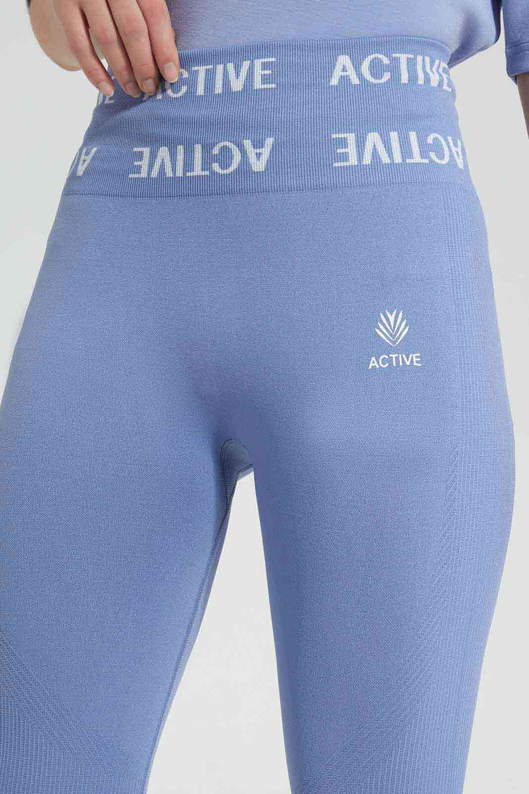 Redtag-Blue-Seamless-Active-Pant-With-Print-At-WaistBand-Category:Joggers,-Colour:Blue,-Deals:New-In,-Filter:Women's-Clothing,-New-In-Women-APL,-Non-Sale,-Section:Women,-W22O,-Women-Joggers-Women's-