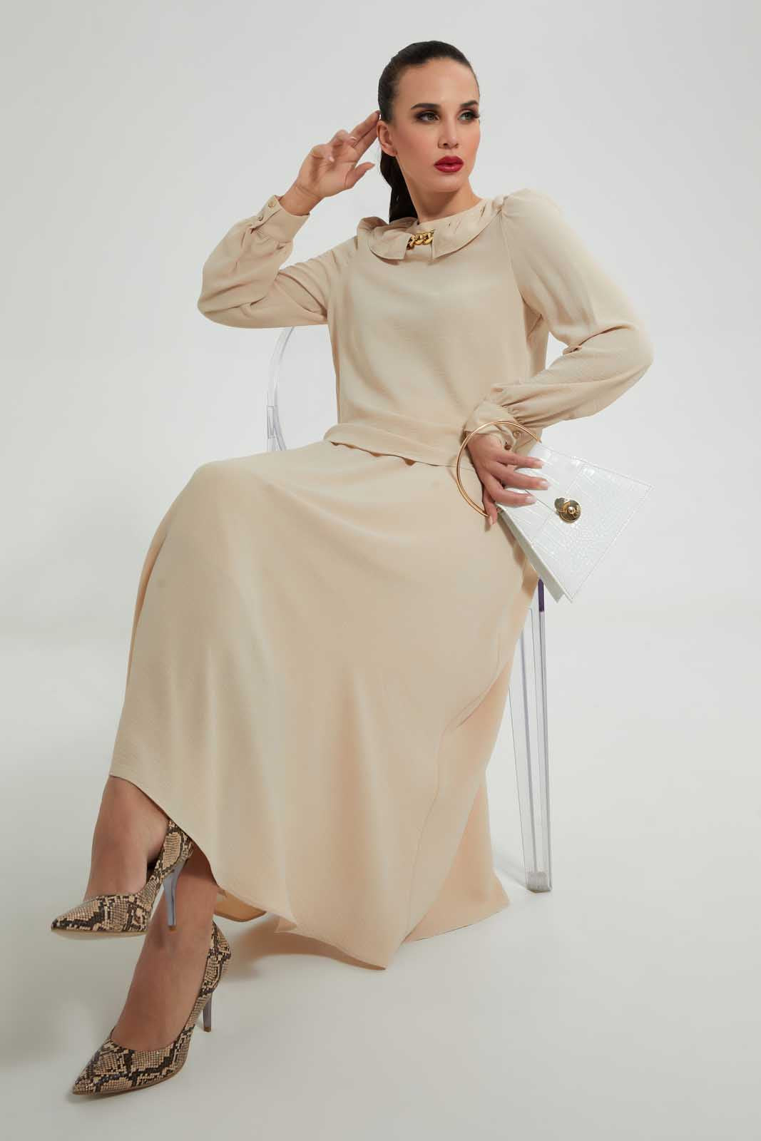 Redtag-Beige-Knee-Length-Skirt-Skirts--