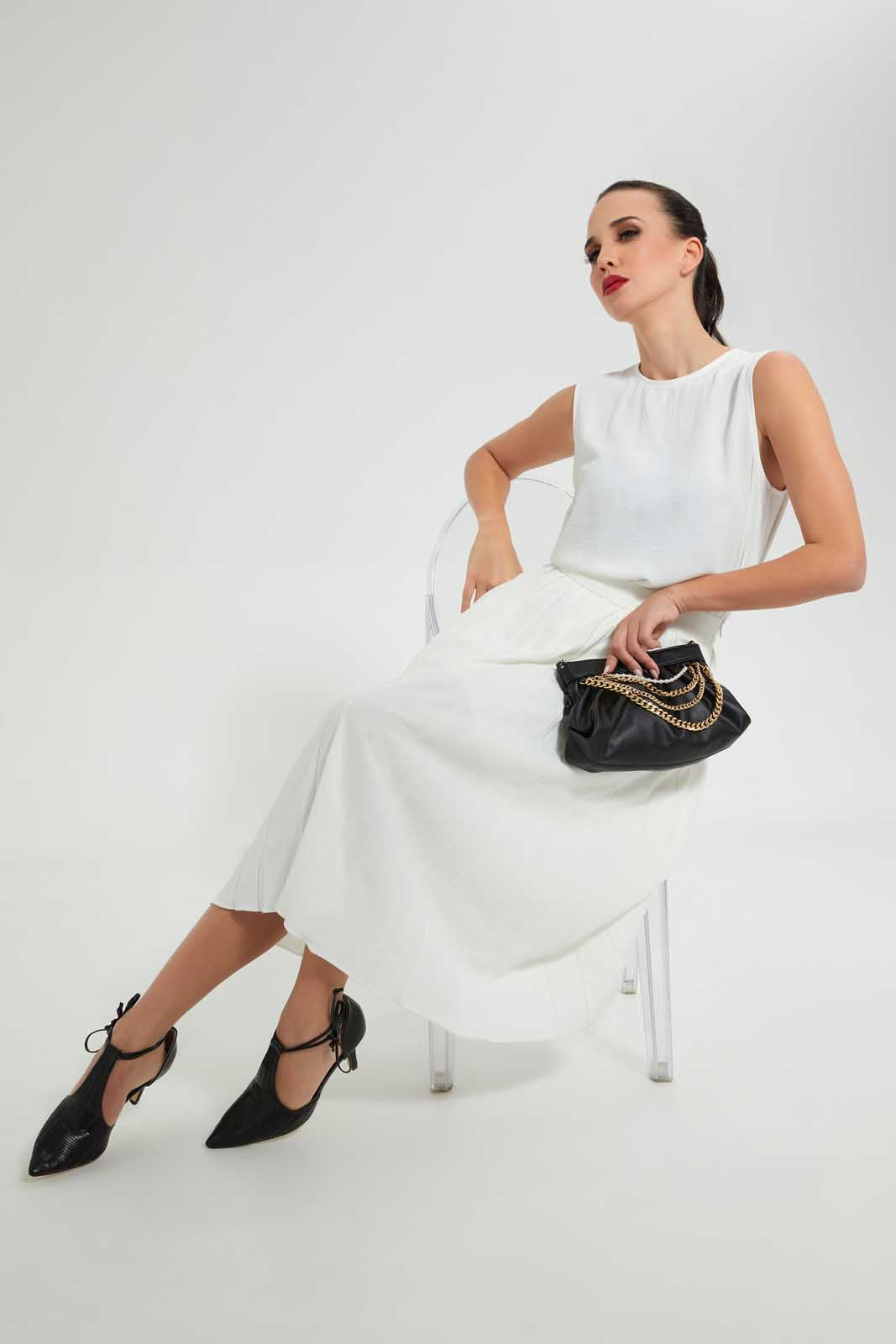 Redtag-Cream-Flared-Pleated-Skirt-With-Bow-Tie-Skirts--