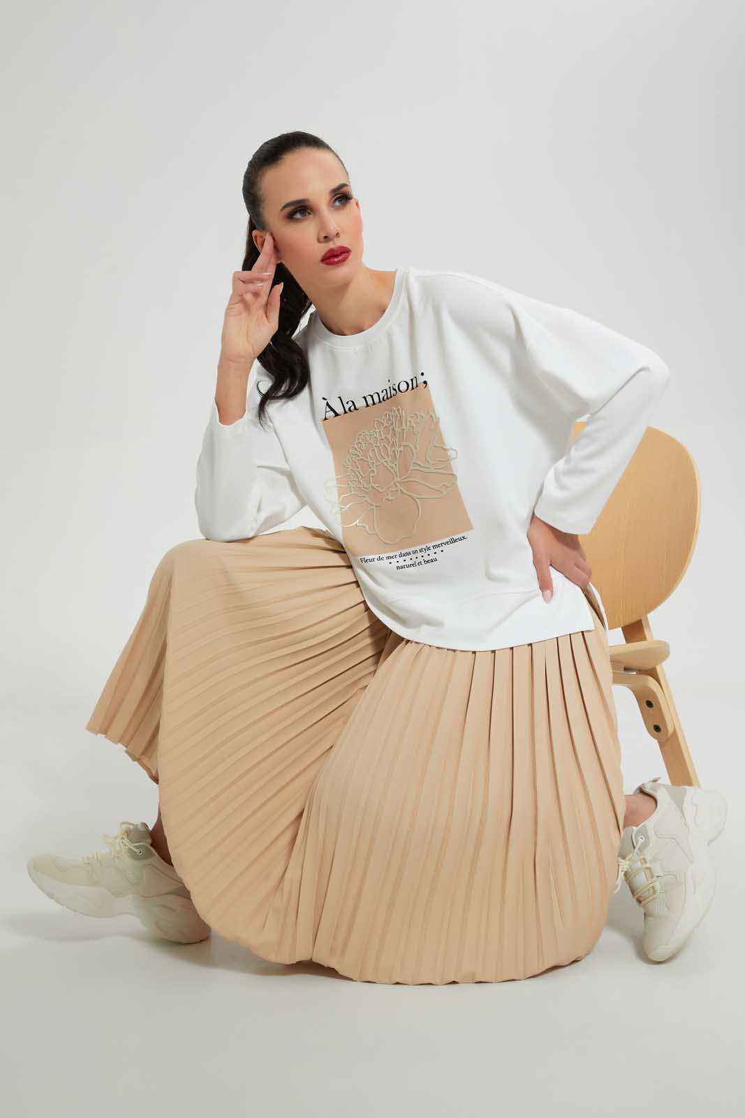 Redtag-Beige-Knee-Length-Skirt-Skirts--