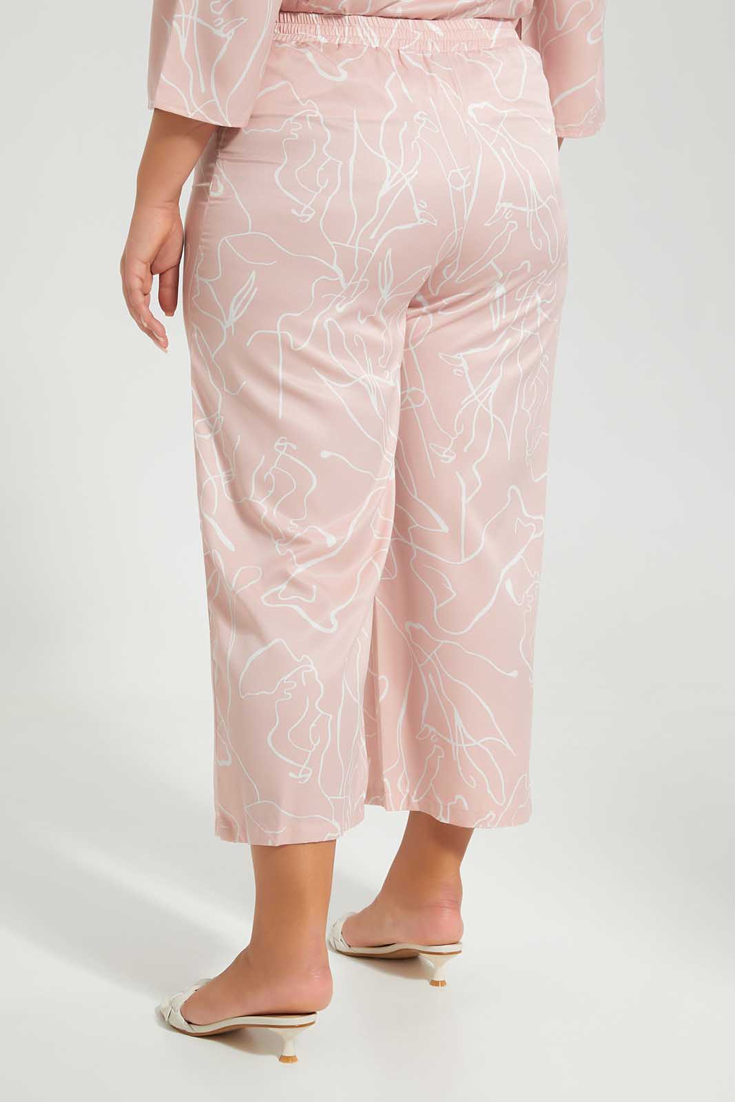 Pink Printed Culottes Trouser