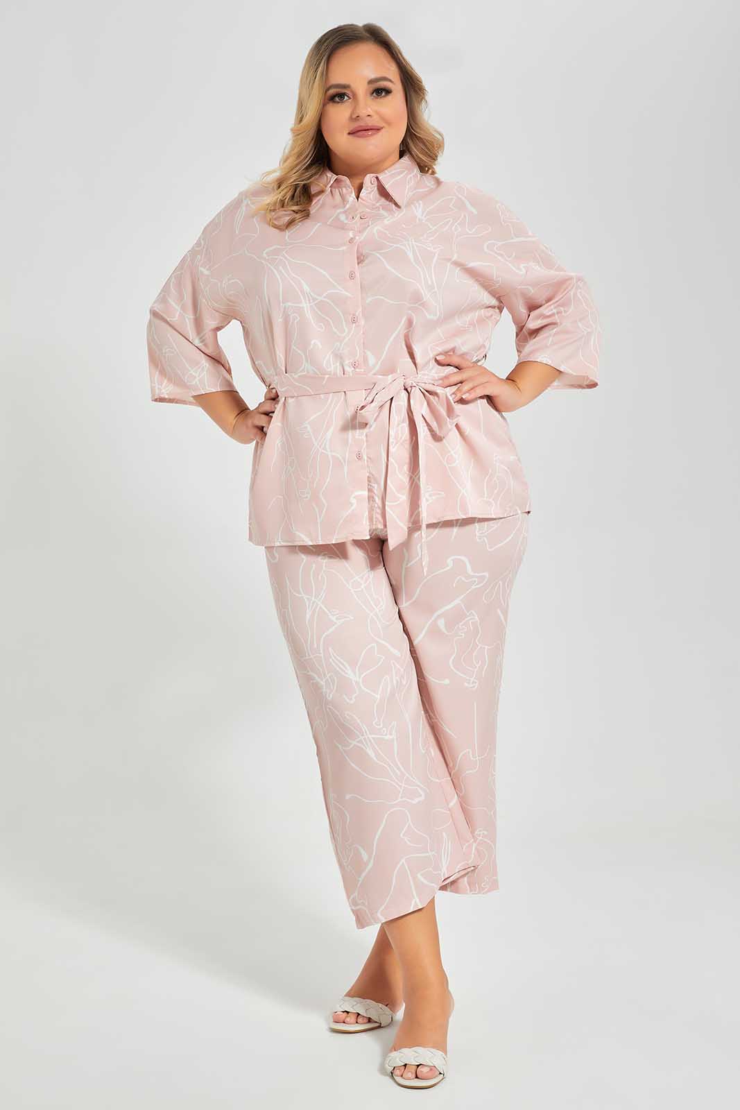 Pink Belted Blouses