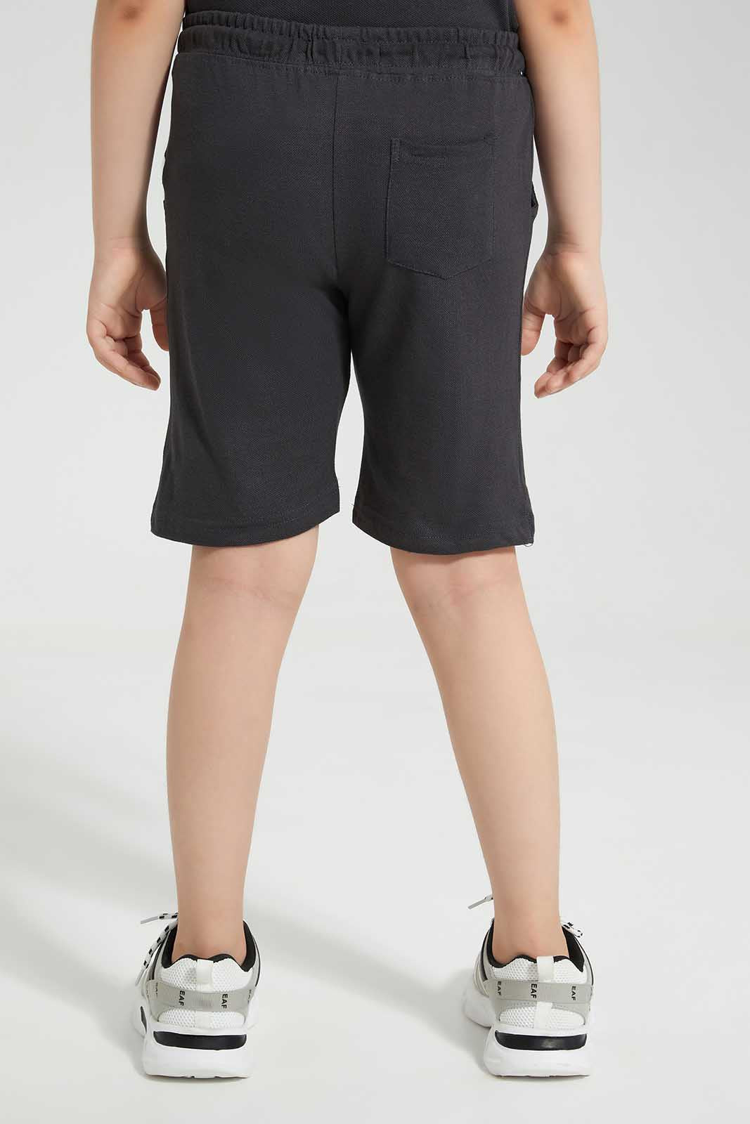 Redtag-Black-Print-Elasticated-Waist-Shorts-BOY-Shorts,-Category:Shorts,-Colour:Black,-Deals:New-In,-Filter:Boys-(2-to-8-Yrs),-New-In-BOY,-Non-Sale,-Section:Boys-(0-to-14Yrs),-TBL,-W22O-Boys-2 to 8 Years