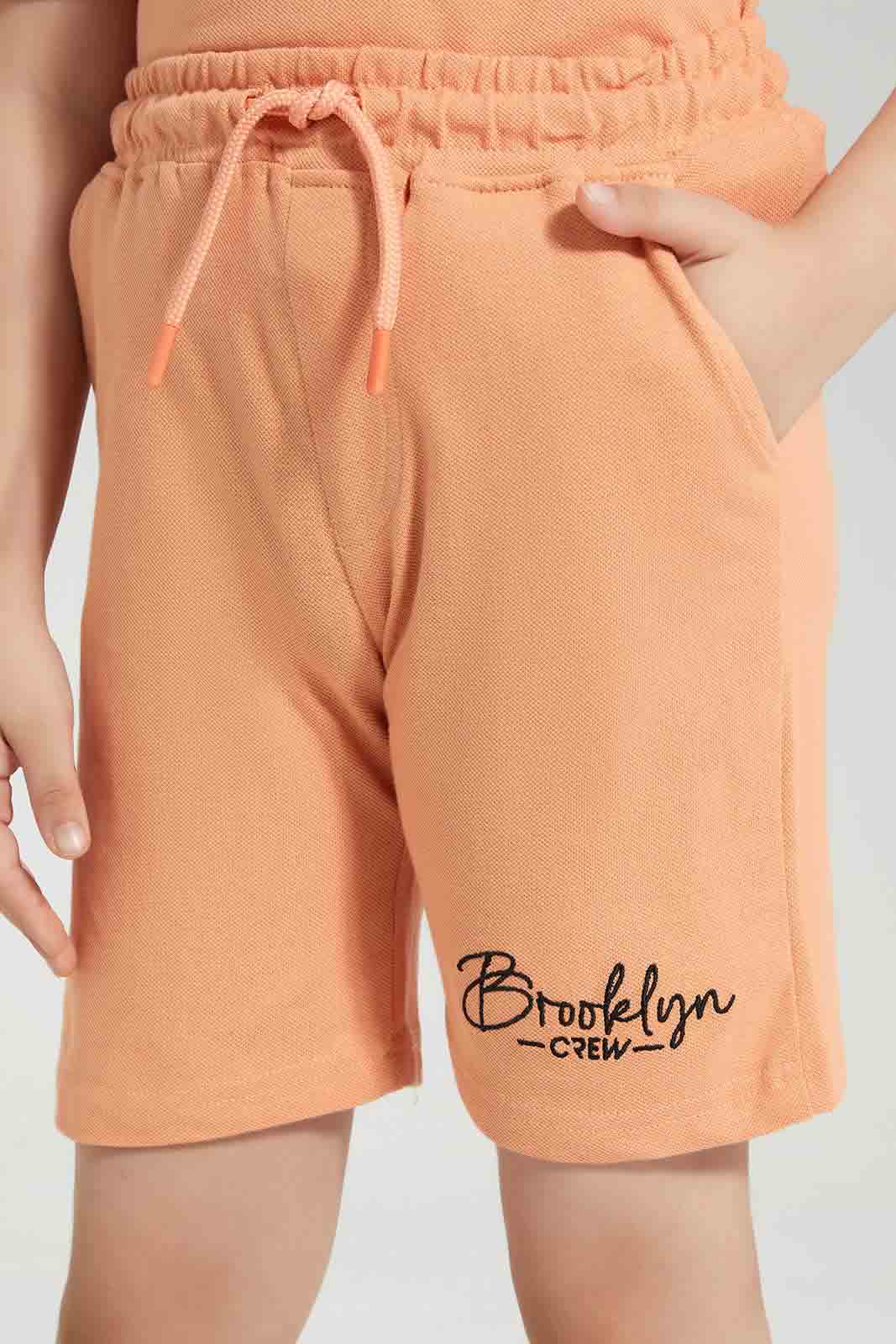 Redtag-Peach-Print-Elasticated-Waist-Shorts-BOY-Shorts,-Category:Shorts,-Colour:Apricot,-Deals:New-In,-Filter:Boys-(2-to-8-Yrs),-New-In-BOY,-Non-Sale,-Section:Boys-(0-to-14Yrs),-TBL,-W22O-Boys-2 to 8 Years