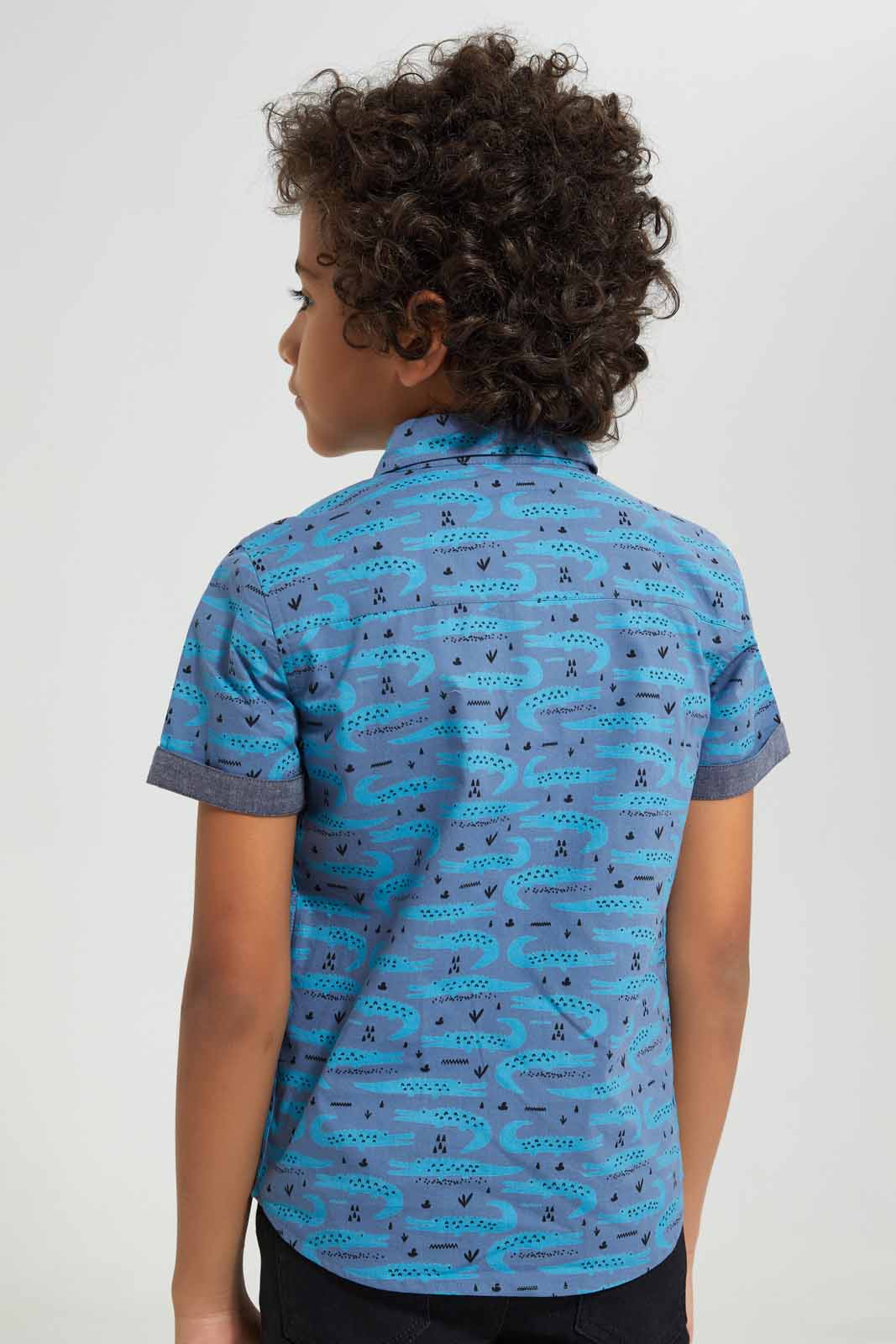 Redtag-Navy-Aop-SS-Shirt-BOY-Shirts,-Category:Shirts,-Colour:Navy,-Deals:New-In,-Filter:Boys-(2-to-8-Yrs),-New-In-BOY-APL,-Non-Sale,-Section:Boys-(0-to-14Yrs),-TBL,-W22O-Boys-2 to 8 Years