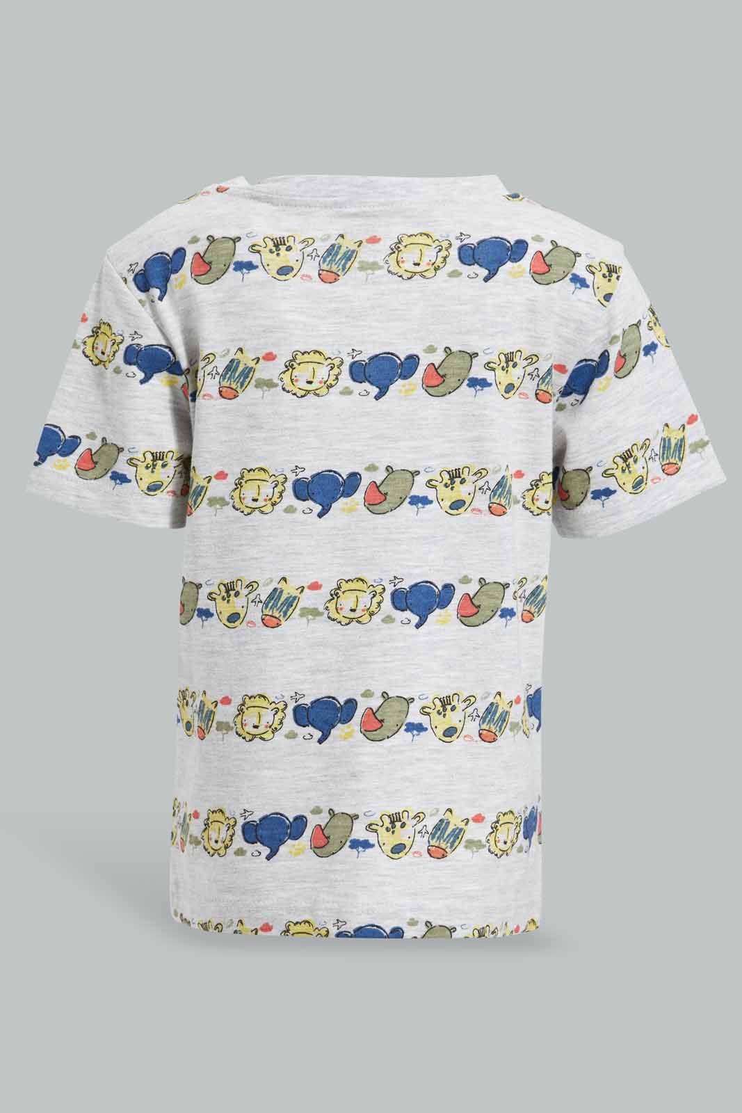 Redtag-Grey-Marl-Printed-Jungle-T-Shirt-Category:T-Shirts,-Colour:Grey,-Deals:New-In,-Filter:Infant-Boys-(3-to-24-Mths),-INB-T-Shirts,-New-In-INB-APL,-Non-Sale,-Section:Boys-(0-to-14Yrs),-TBL,-W22O-Infant-Boys-3 to 24 Months