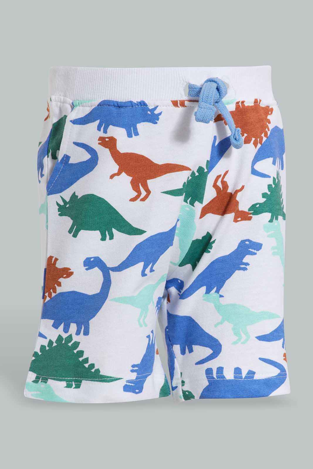 Redtag-White-Aop-Dino-Active-Short-Category:Shorts,-Colour:White,-Deals:New-In,-Filter:Infant-Boys-(3-to-24-Mths),-INB-Shorts,-New-In-INB-APL,-Non-Sale,-Section:Boys-(0-to-14Yrs),-TBL,-W22O-Infant-Boys-3 to 24 Months