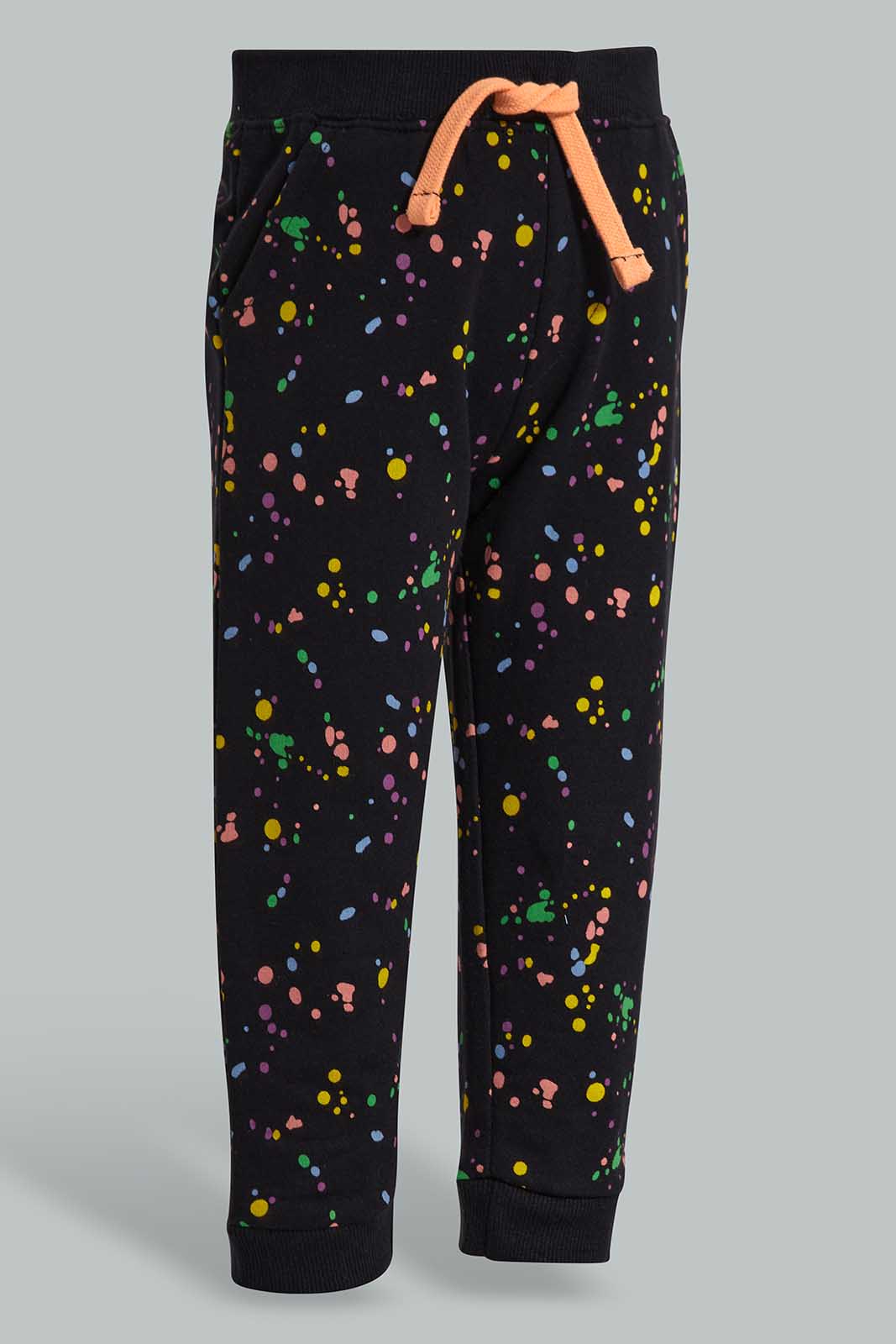 Redtag-Black-Paint-Splash-Knit-Jogger-Category:Joggers,-Colour:Black,-Deals:New-In,-Filter:Infant-Boys-(3-to-24-Mths),-INB-Joggers,-New-In-INB-APL,-Non-Sale,-Section:Boys-(0-to-14Yrs),-TBL,-W22O-Infant-Boys-3 to 24 Months