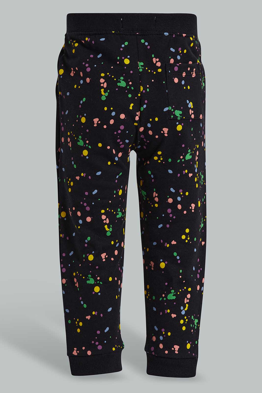 Redtag-Black-Paint-Splash-Knit-Jogger-Category:Joggers,-Colour:Black,-Deals:New-In,-Filter:Infant-Boys-(3-to-24-Mths),-INB-Joggers,-New-In-INB-APL,-Non-Sale,-Section:Boys-(0-to-14Yrs),-TBL,-W22O-Infant-Boys-3 to 24 Months