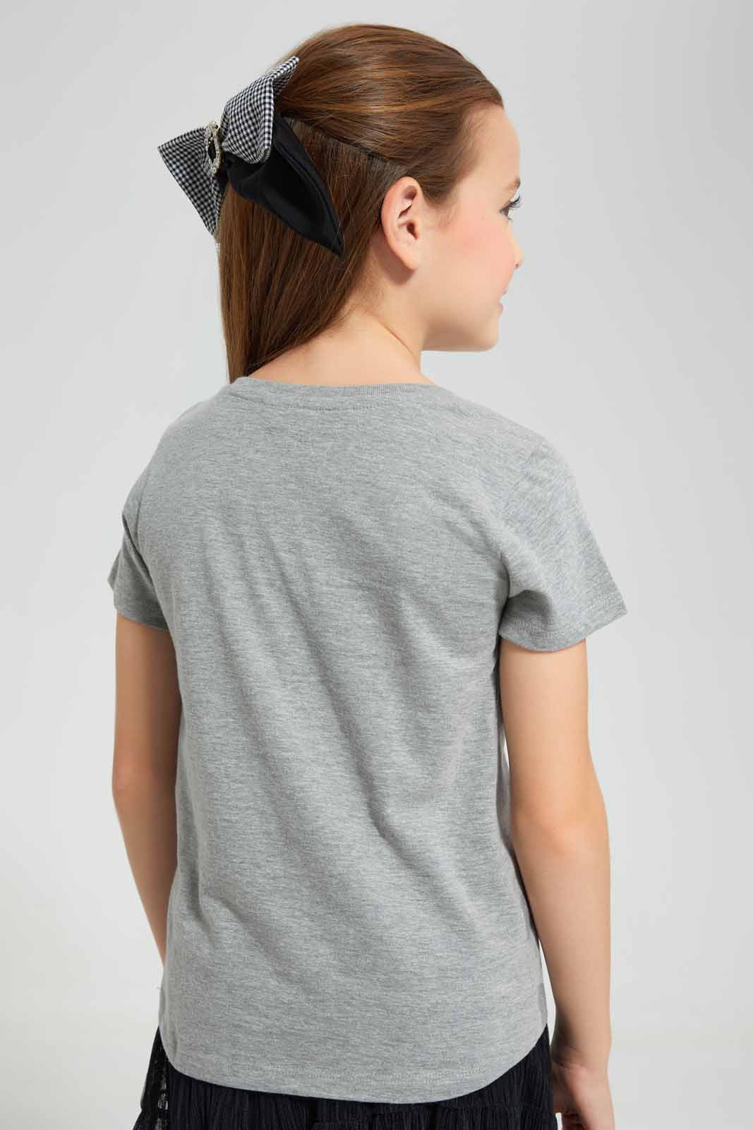 Redtag-Grey-Glitter-Spot-T-Shirt-Category:T-Shirts,-Colour:Grey,-Deals:New-In,-Festive,-Filter:Girls-(2-to-8-Yrs),-GIR-T-Shirts,-New-In-GIR-APL,-Non-Sale,-Section:Girls-(0-to-14Yrs),-W22O-Girls-2 to 8 Years