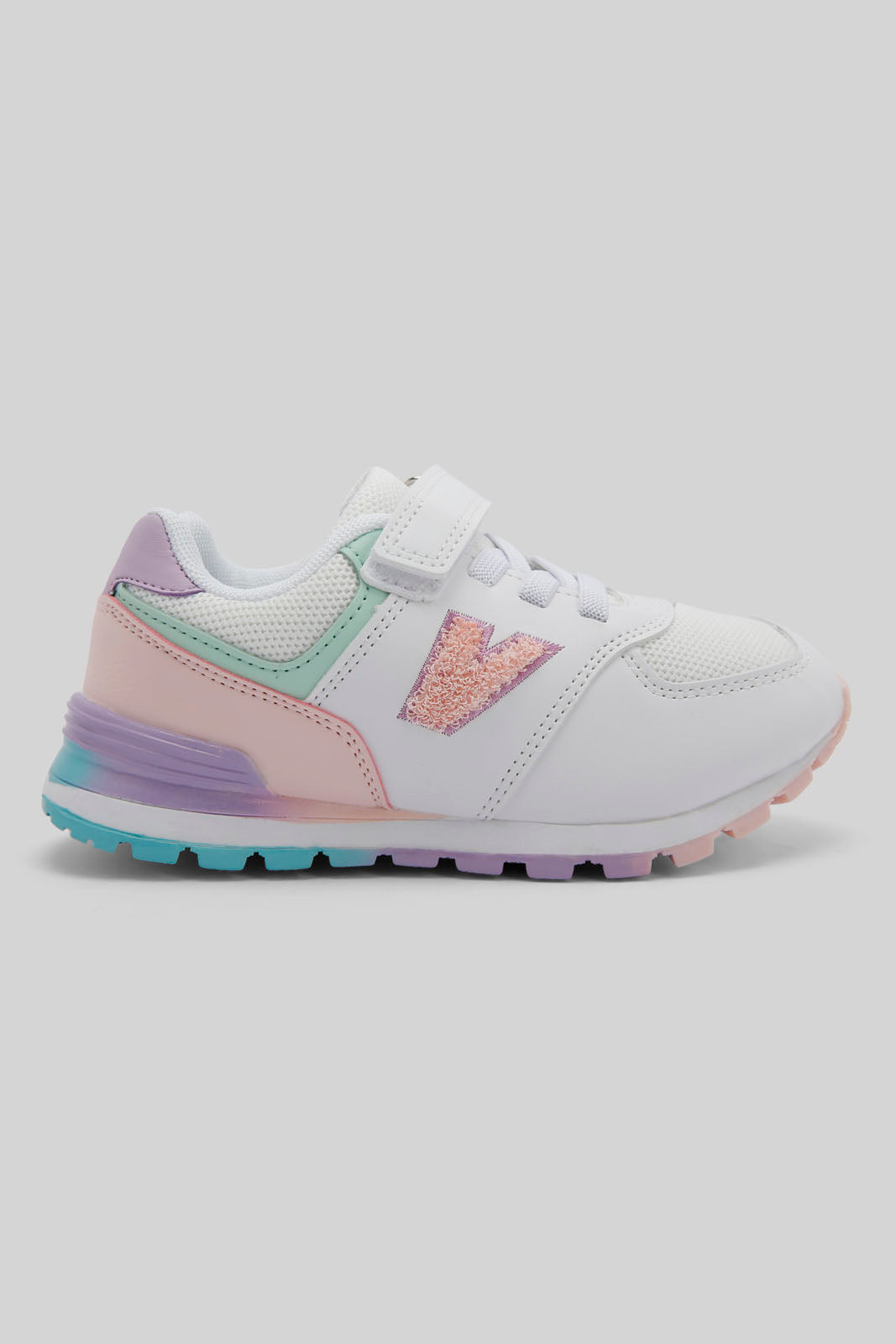 Redtag-White-Velcro-Strap-Sneaker-Category:Trainers,-Colour:White,-Deals:New-In,-Dept:Girls,-Filter:Girls-Footwear-(3-to-5-Yrs),-GIR-Trainers,-New-In-GIR-FOO,-Non-Sale,-Section:Girls-(0-to-14Yrs),-W22B-Girls-3 to 5 Years